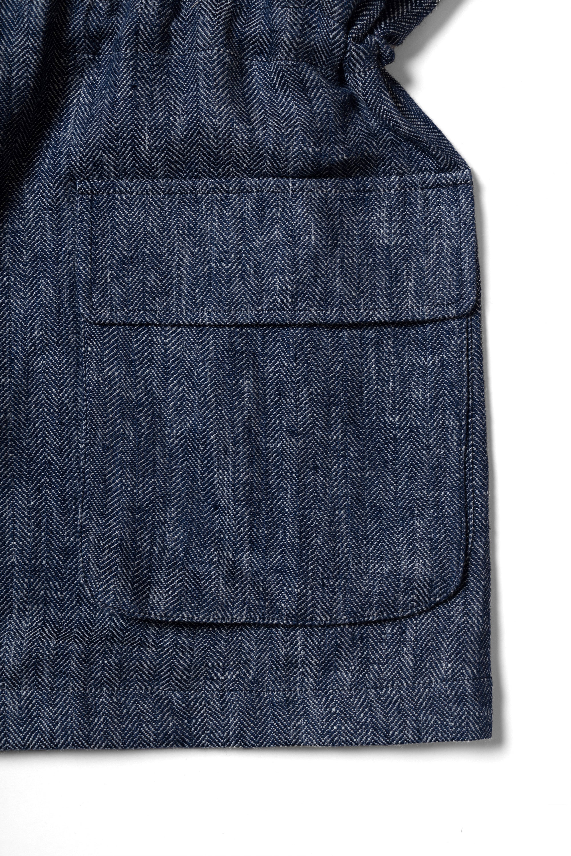 Indigo Herringbone Linen Teba Jacket #228