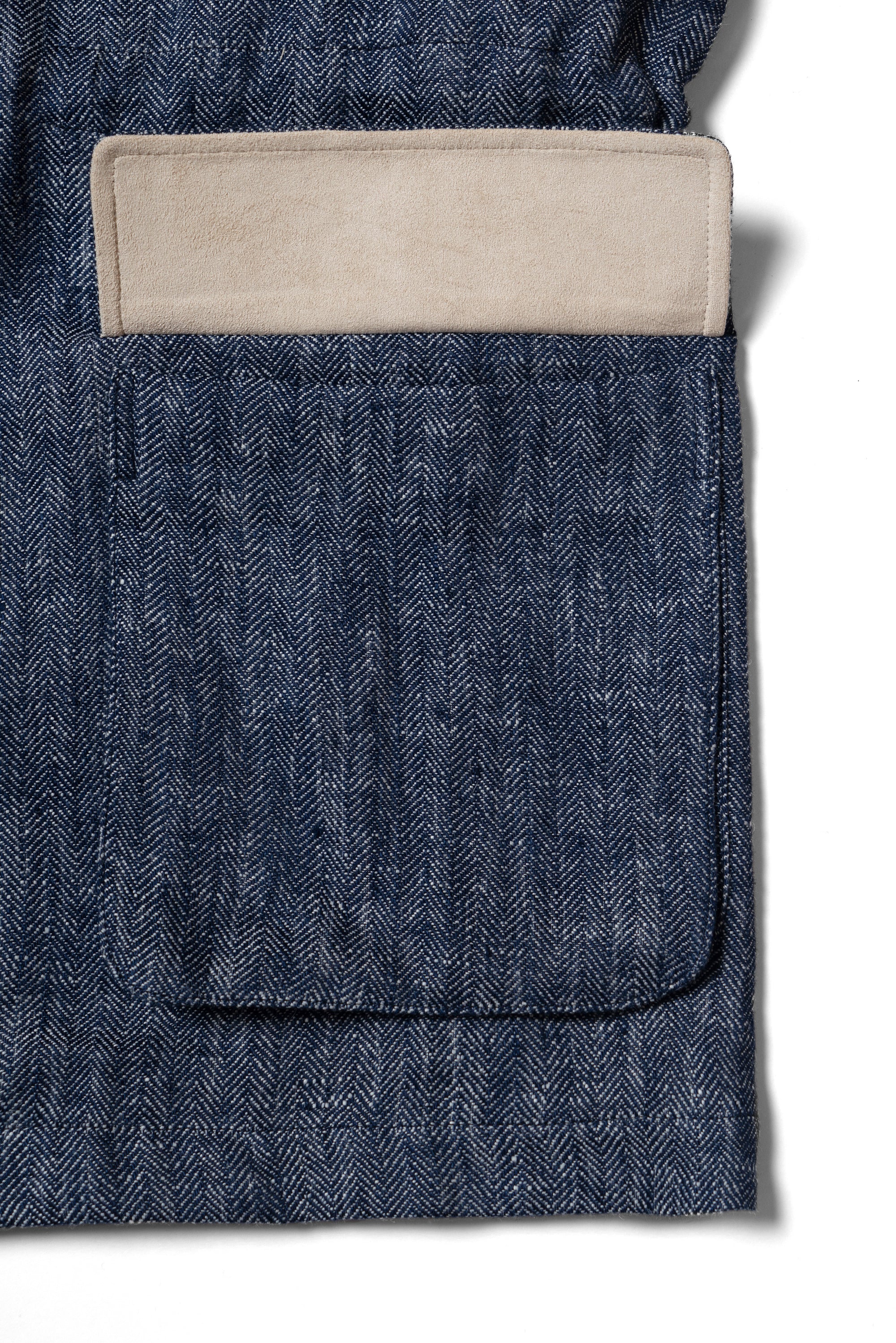 Indigo Herringbone Linen Teba Jacket #228