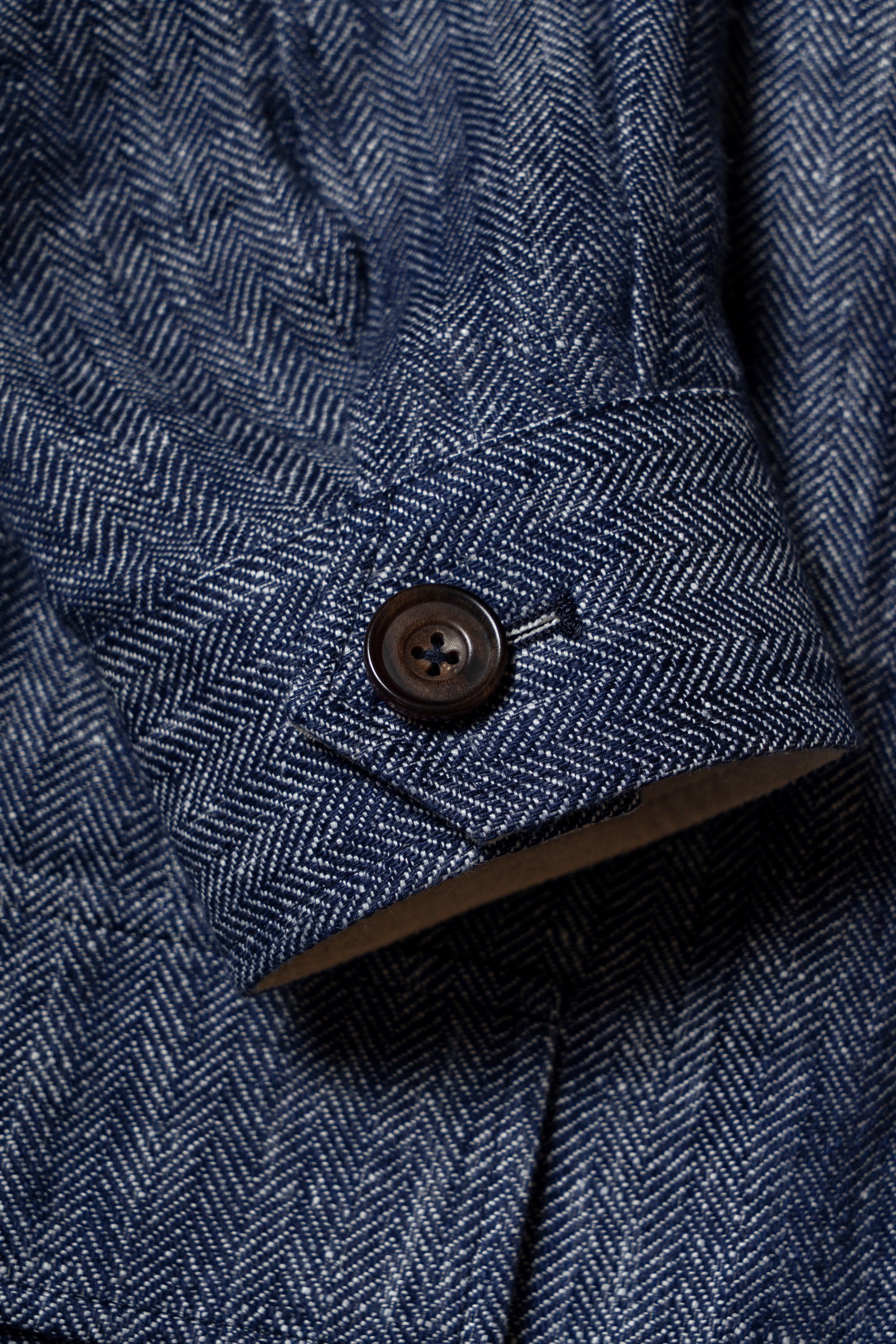 Indigo Herringbone Linen Teba Jacket #228