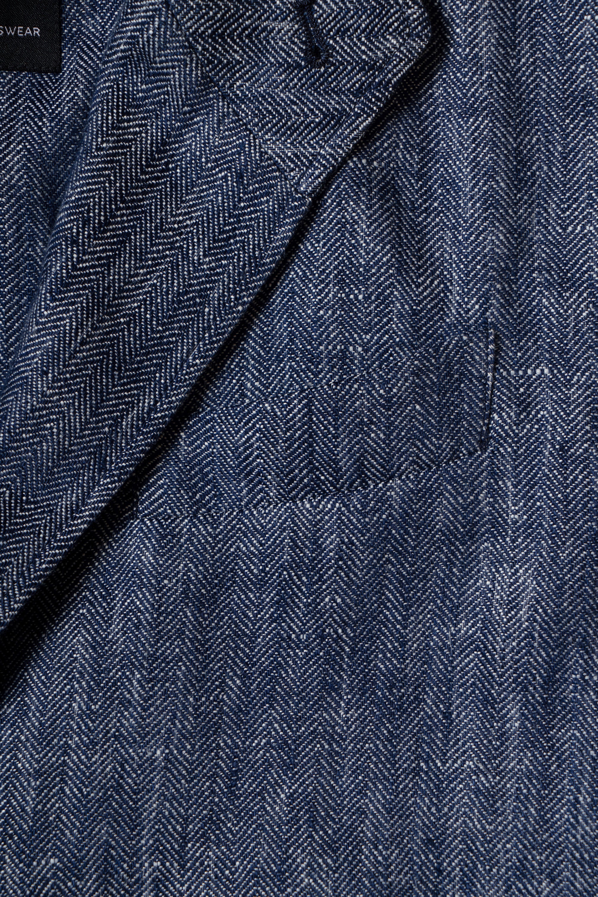 Indigo Herringbone Linen Teba Jacket #228