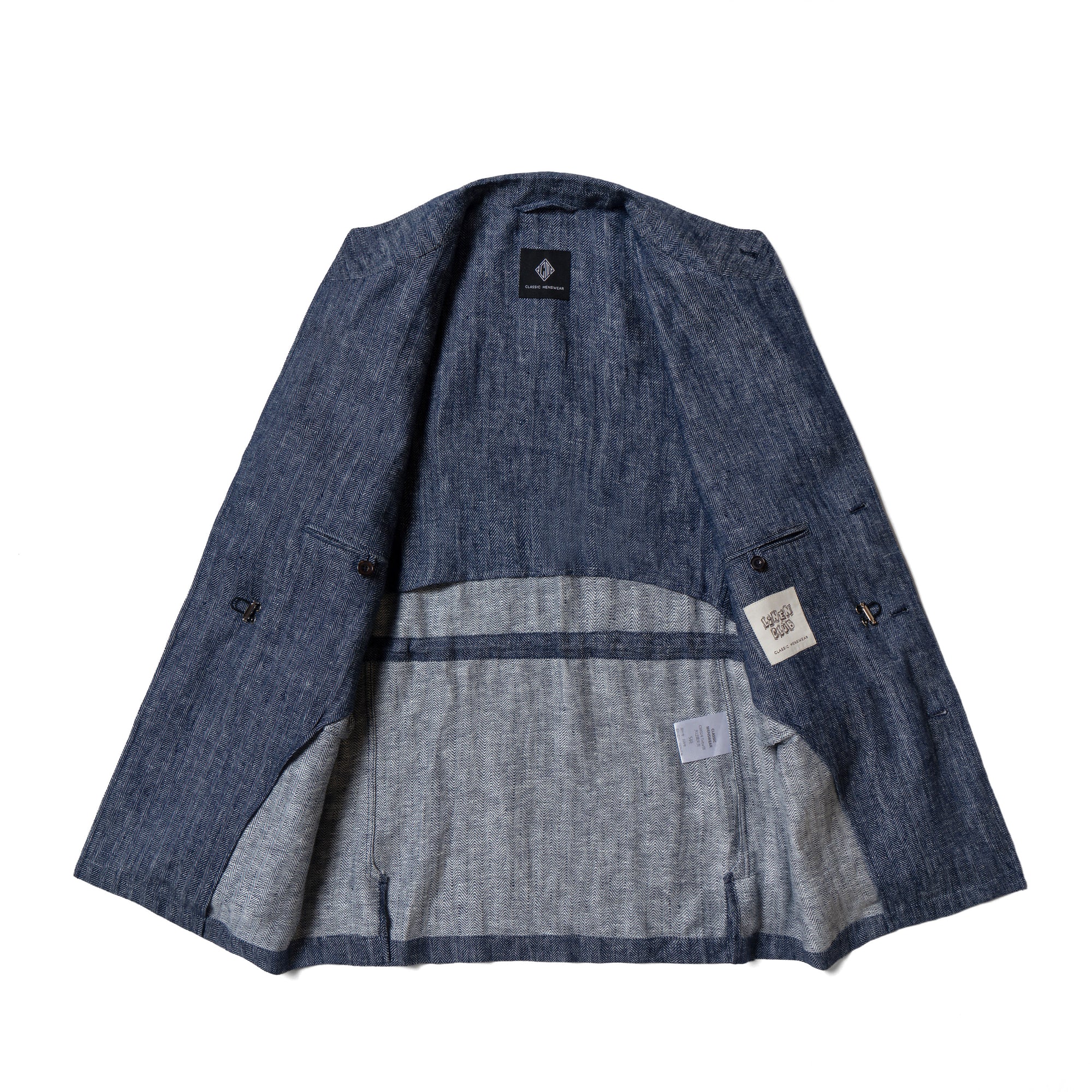 Indigo Herringbone Linen Teba Jacket #228