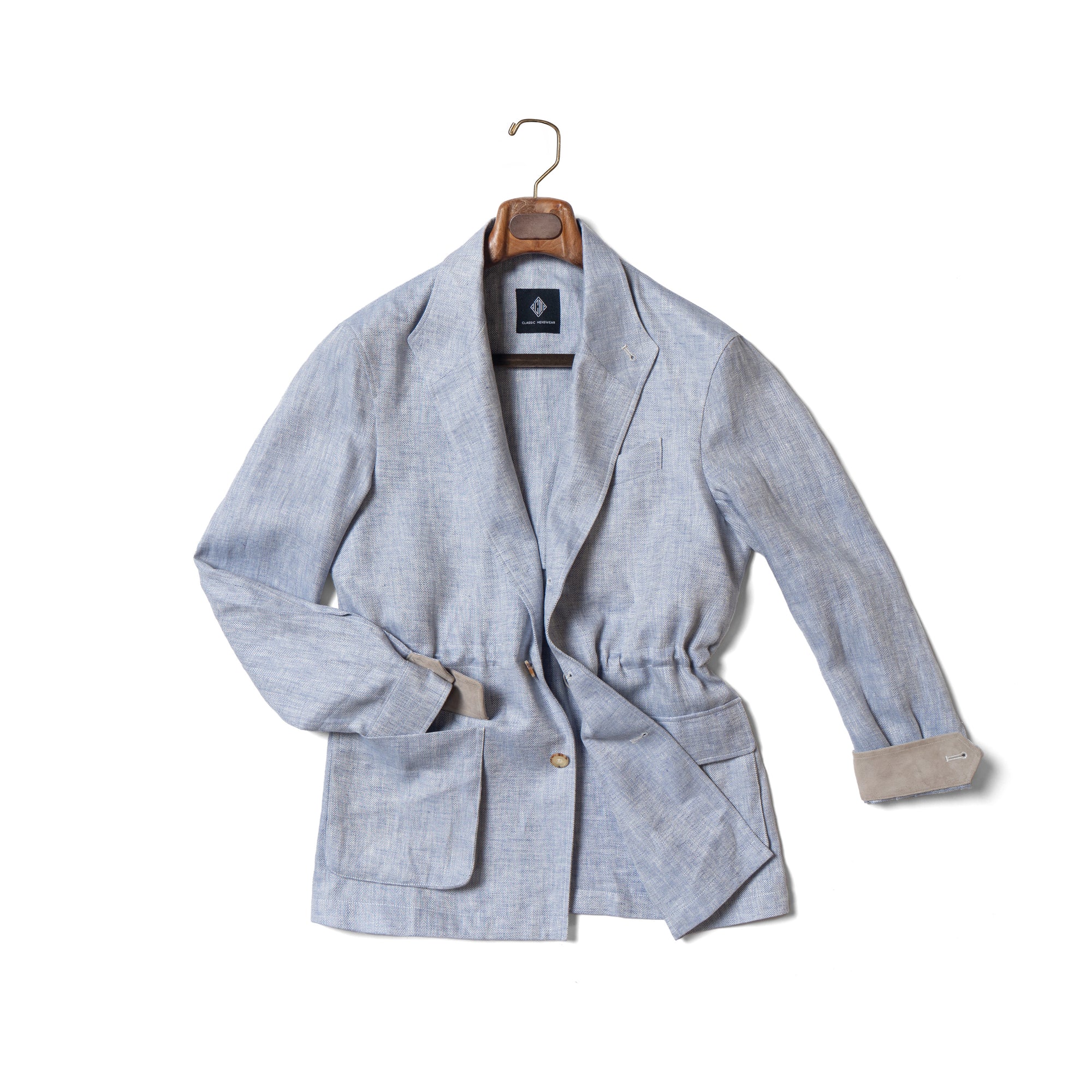 Pale Blue Herringbone Linen Teba Jacket #219