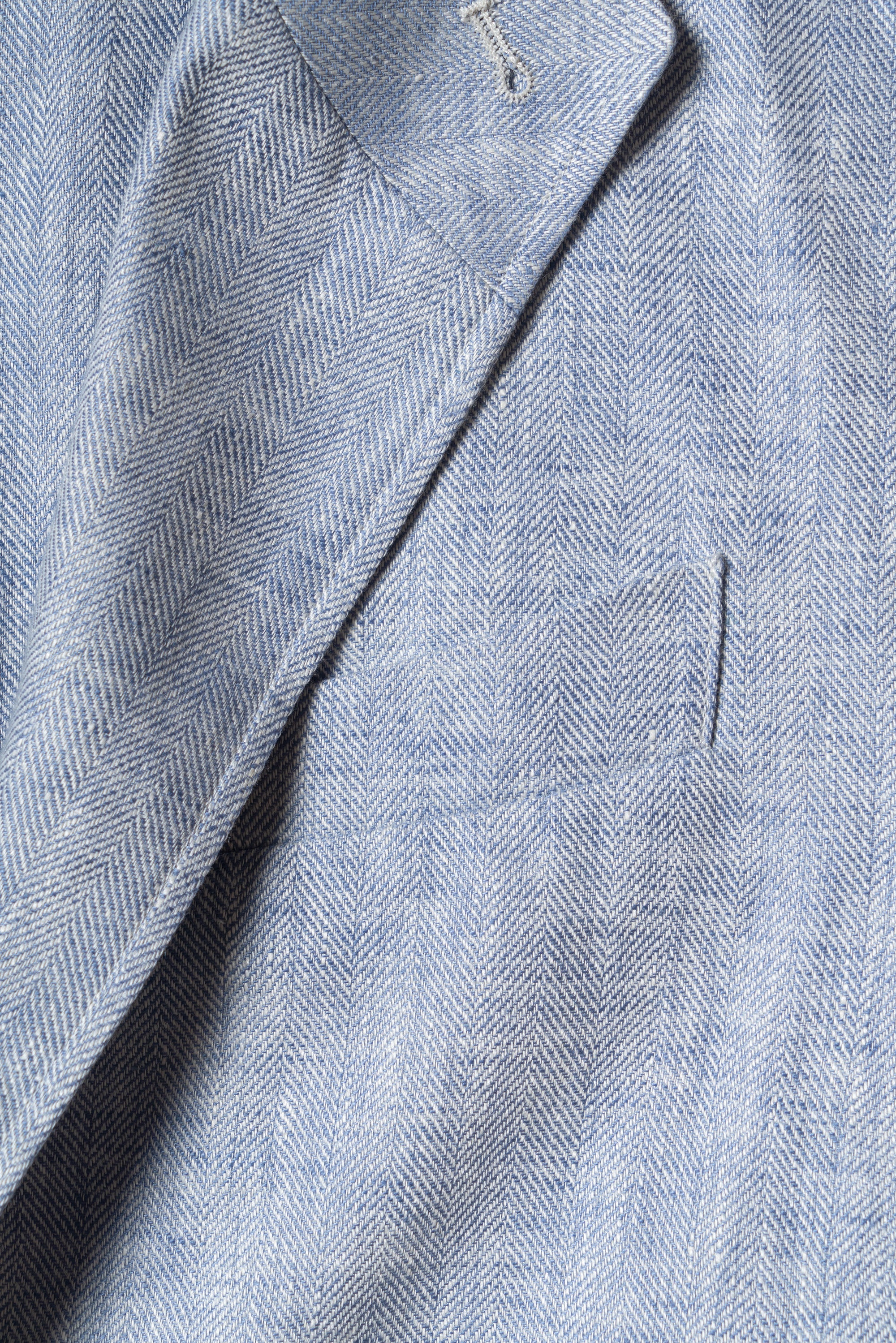 Pale Blue Herringbone Linen Teba Jacket #219