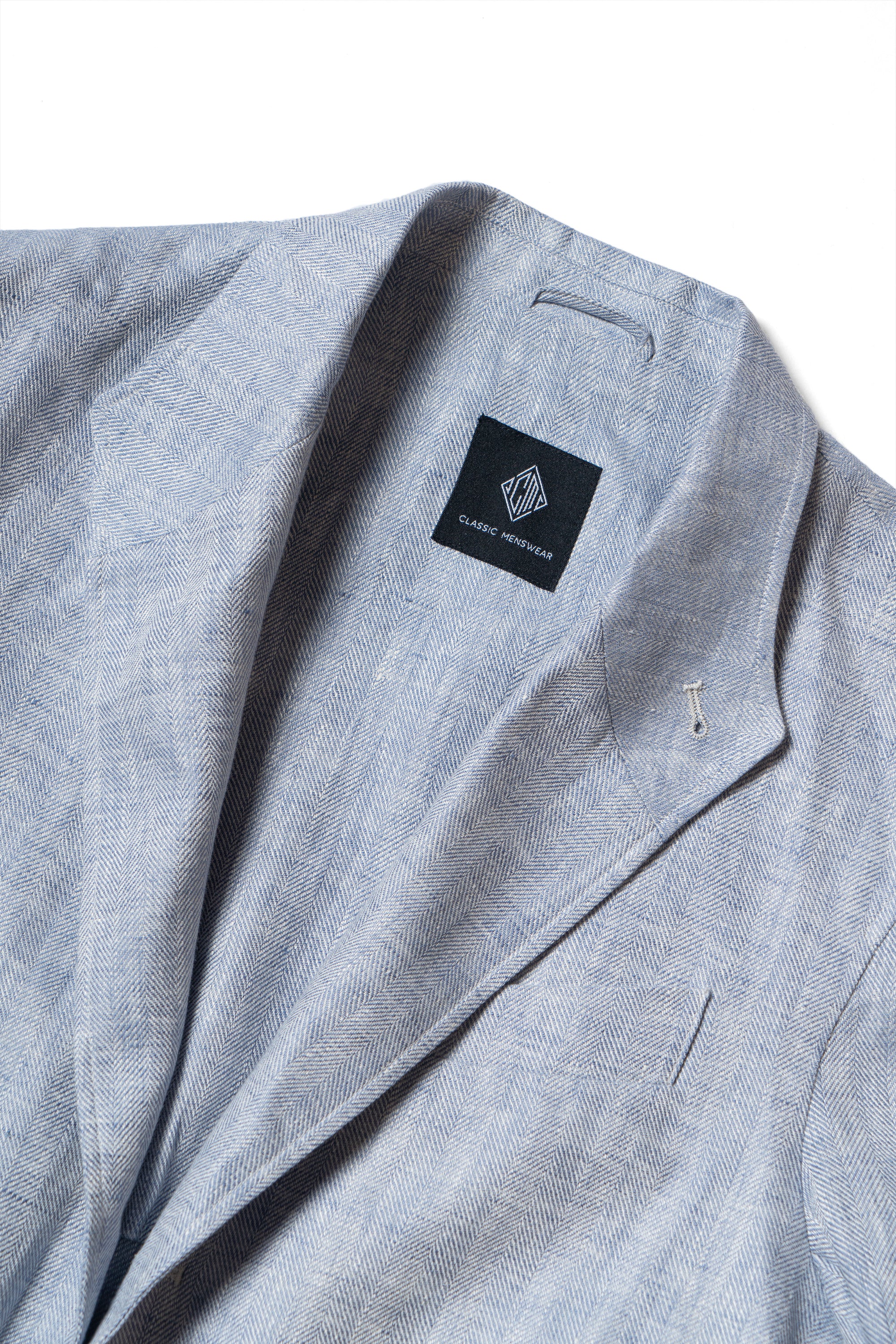 Pale Blue Herringbone Linen Teba Jacket #219