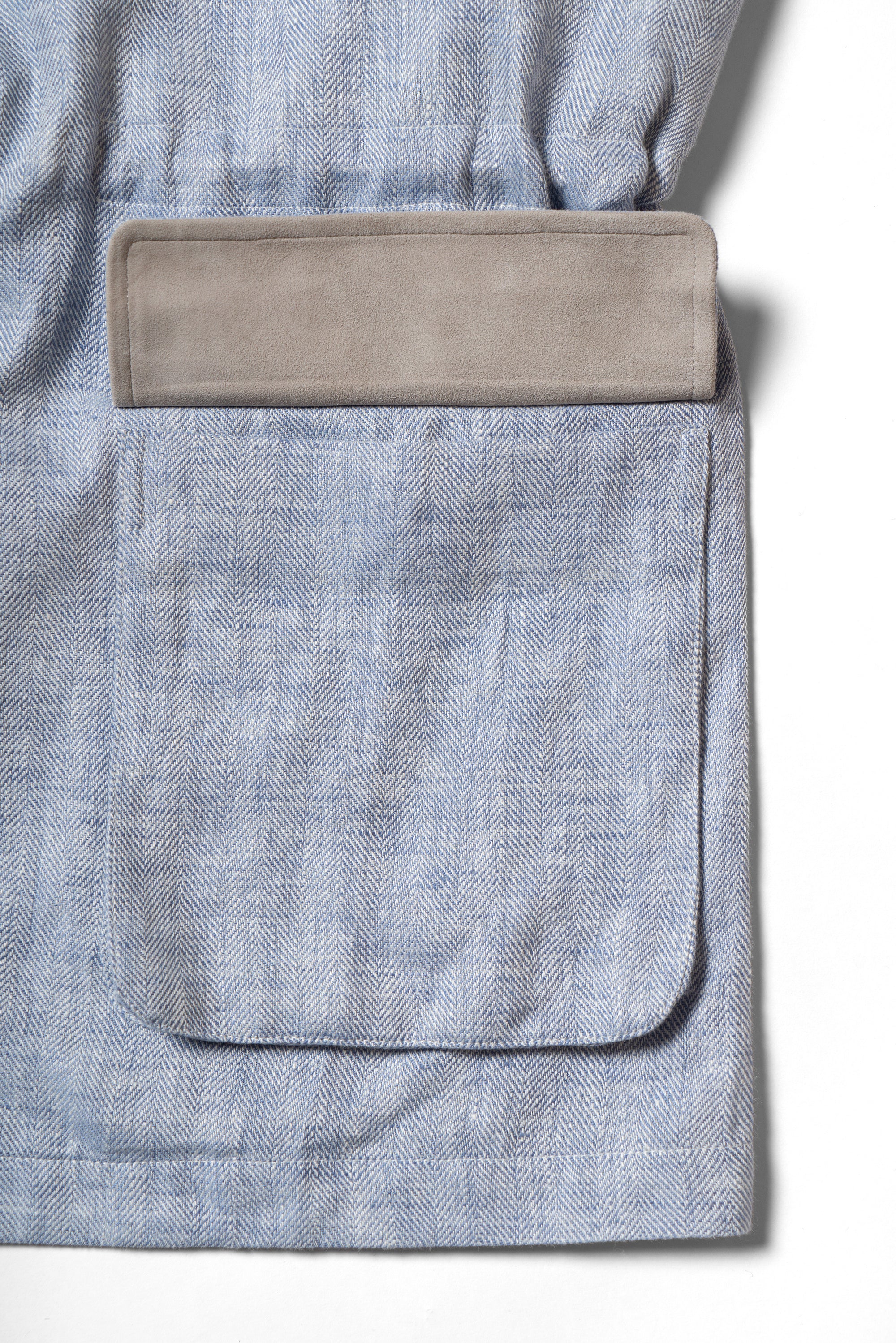 Pale Blue Herringbone Linen Teba Jacket #219