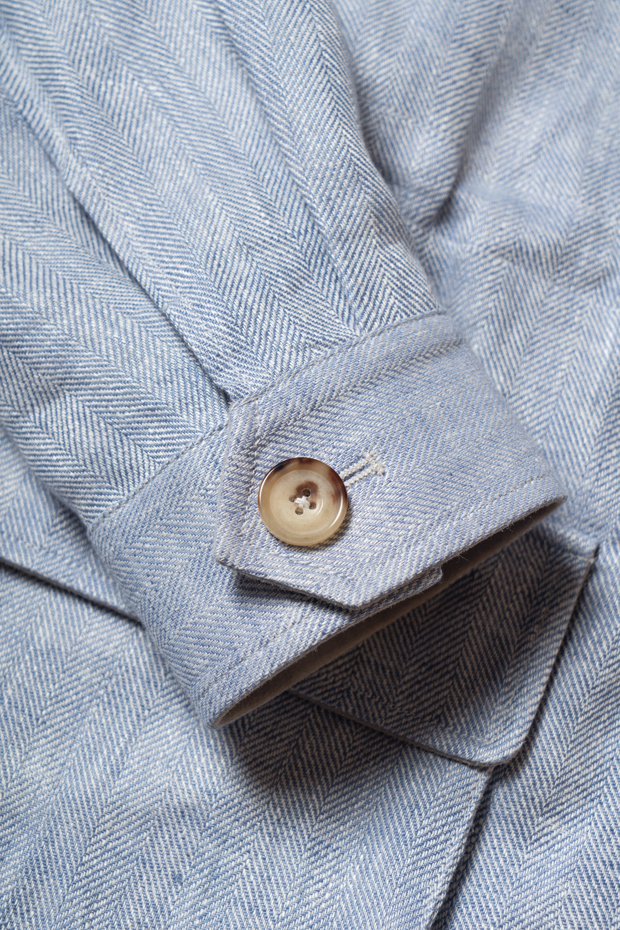Pale Blue Herringbone Linen Teba Jacket #219
