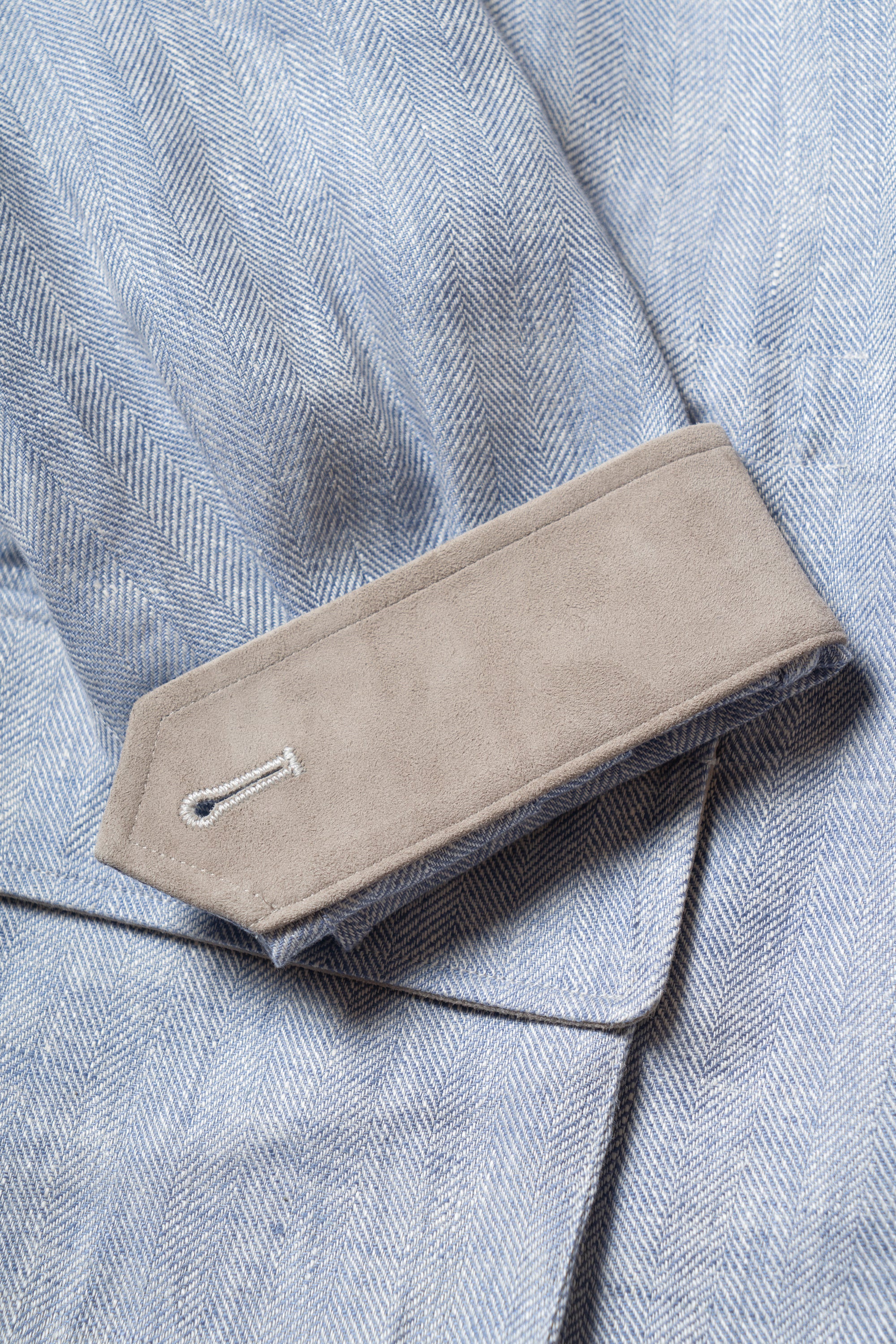 Pale Blue Herringbone Linen Teba Jacket #219