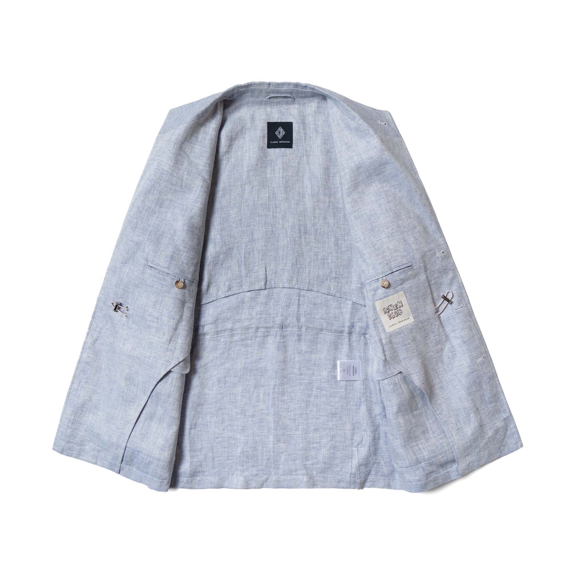 Pale Blue Herringbone Linen Teba Jacket #219