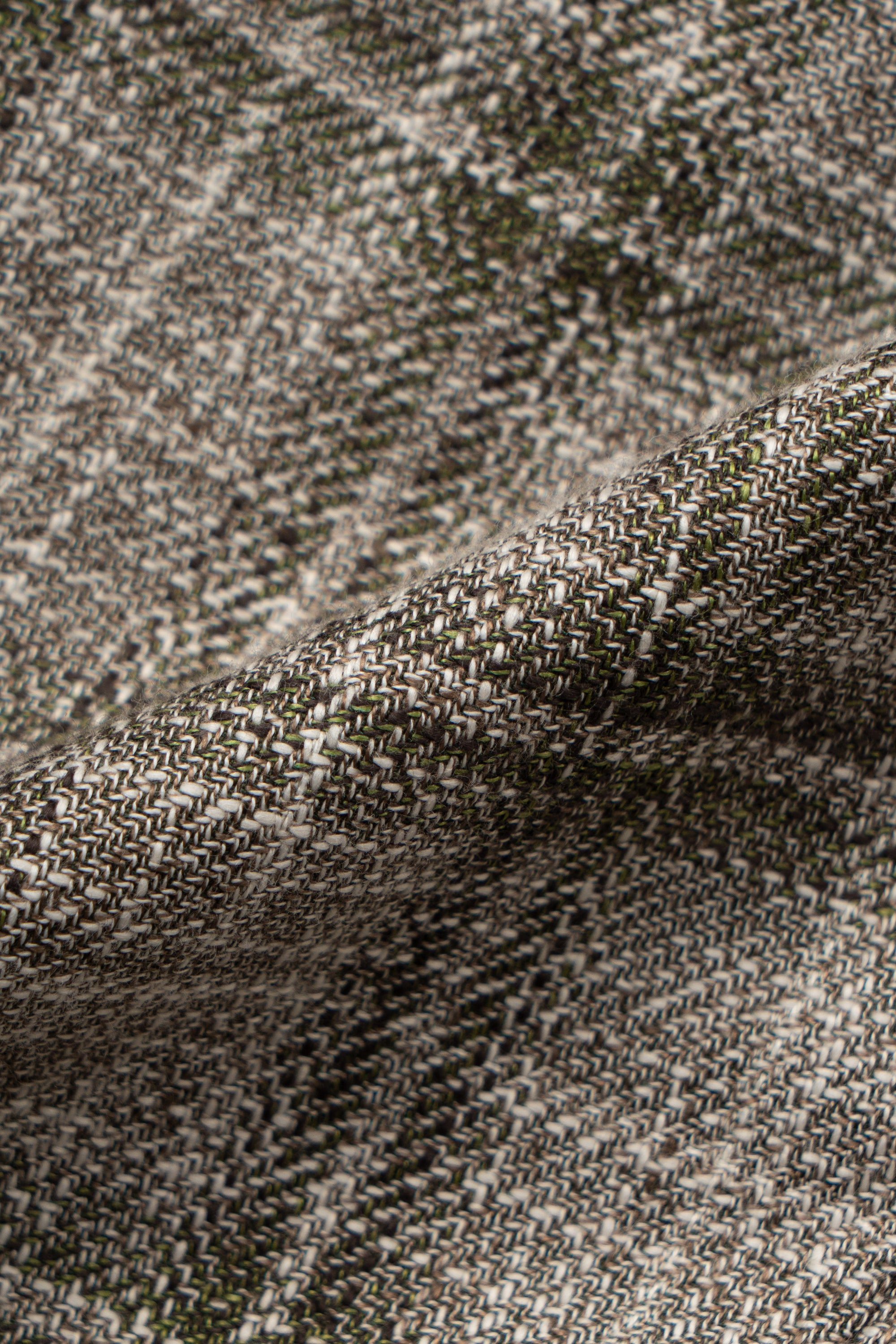 MTO Green Tan Windowpane Linen Wool Jacket #602