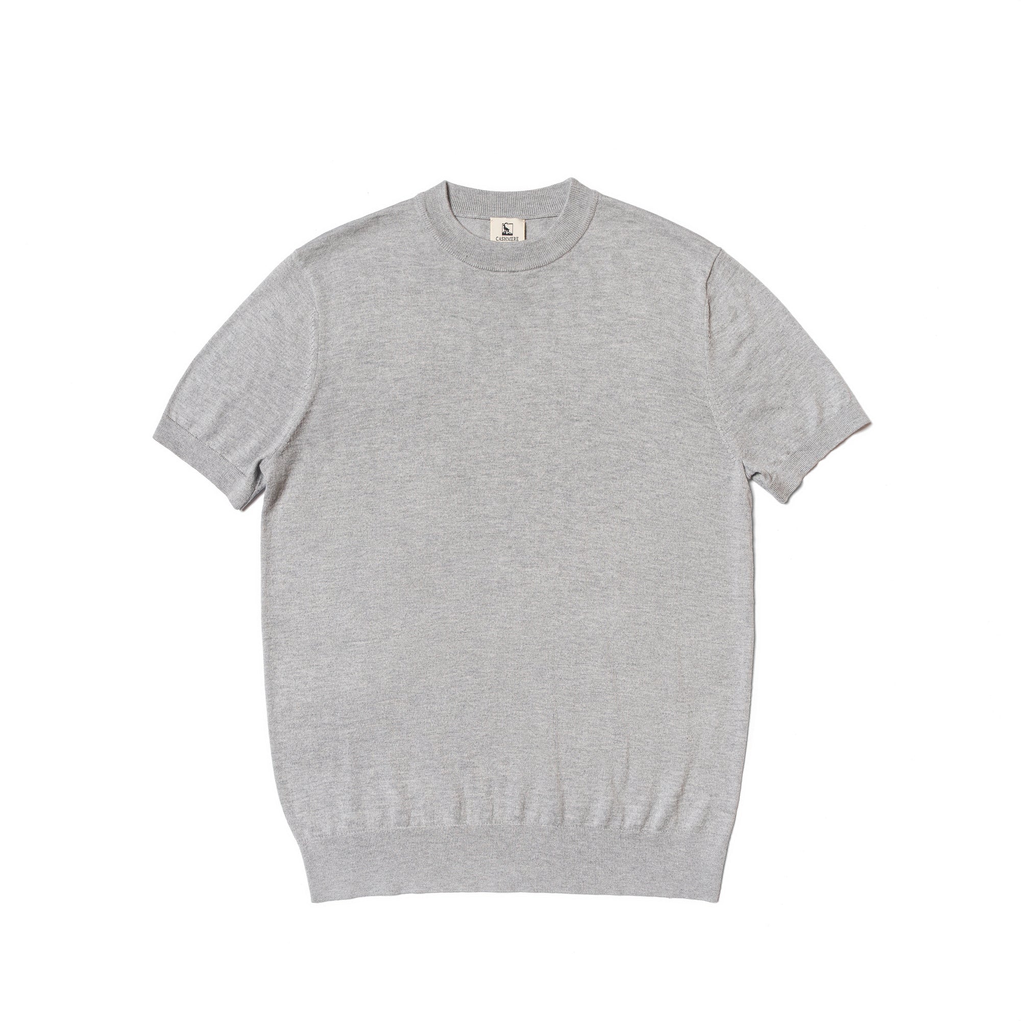 Black / Grey Silk Cashmere Blending Knitted Crew Neck