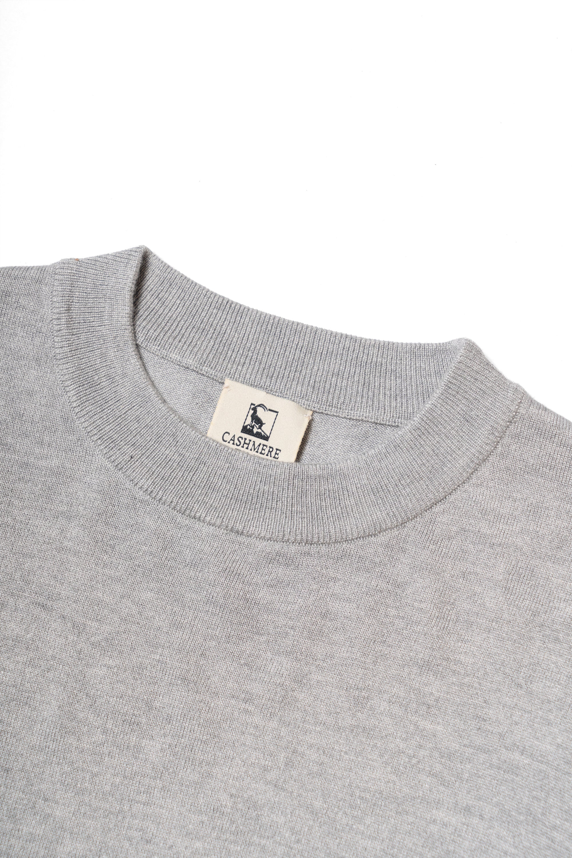 Black / Grey Silk Cashmere Blending Knitted Crew Neck