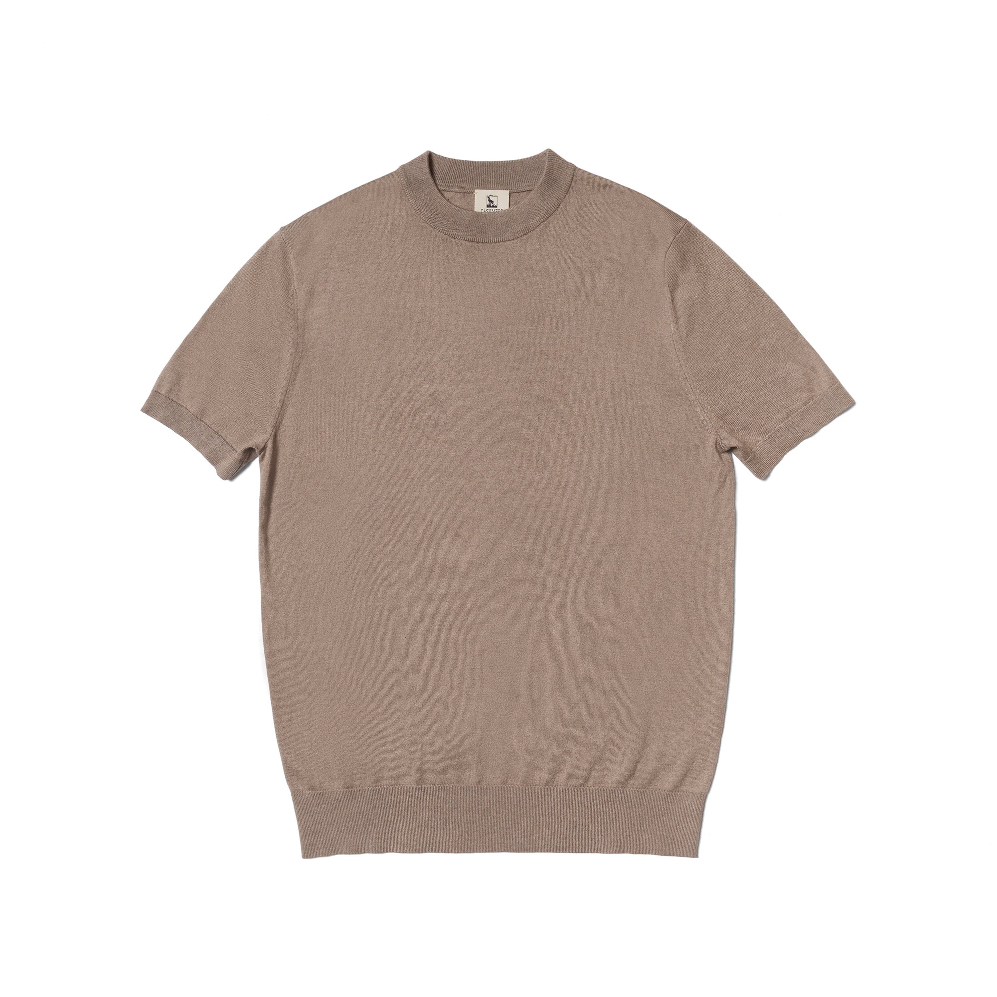 Beige / Brown Silk Cashmere Blending Knitted Crew Neck