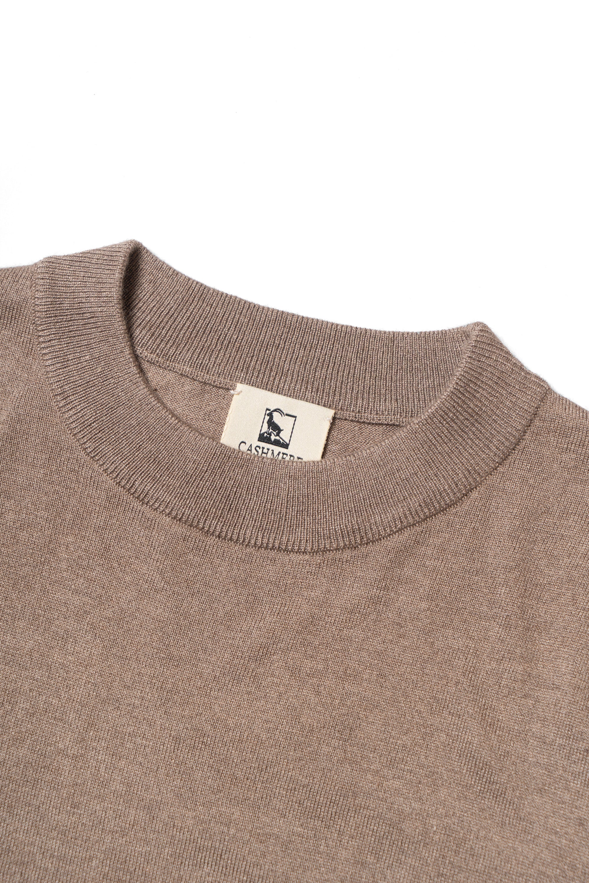 Beige / Brown Silk Cashmere Blending Knitted Crew Neck