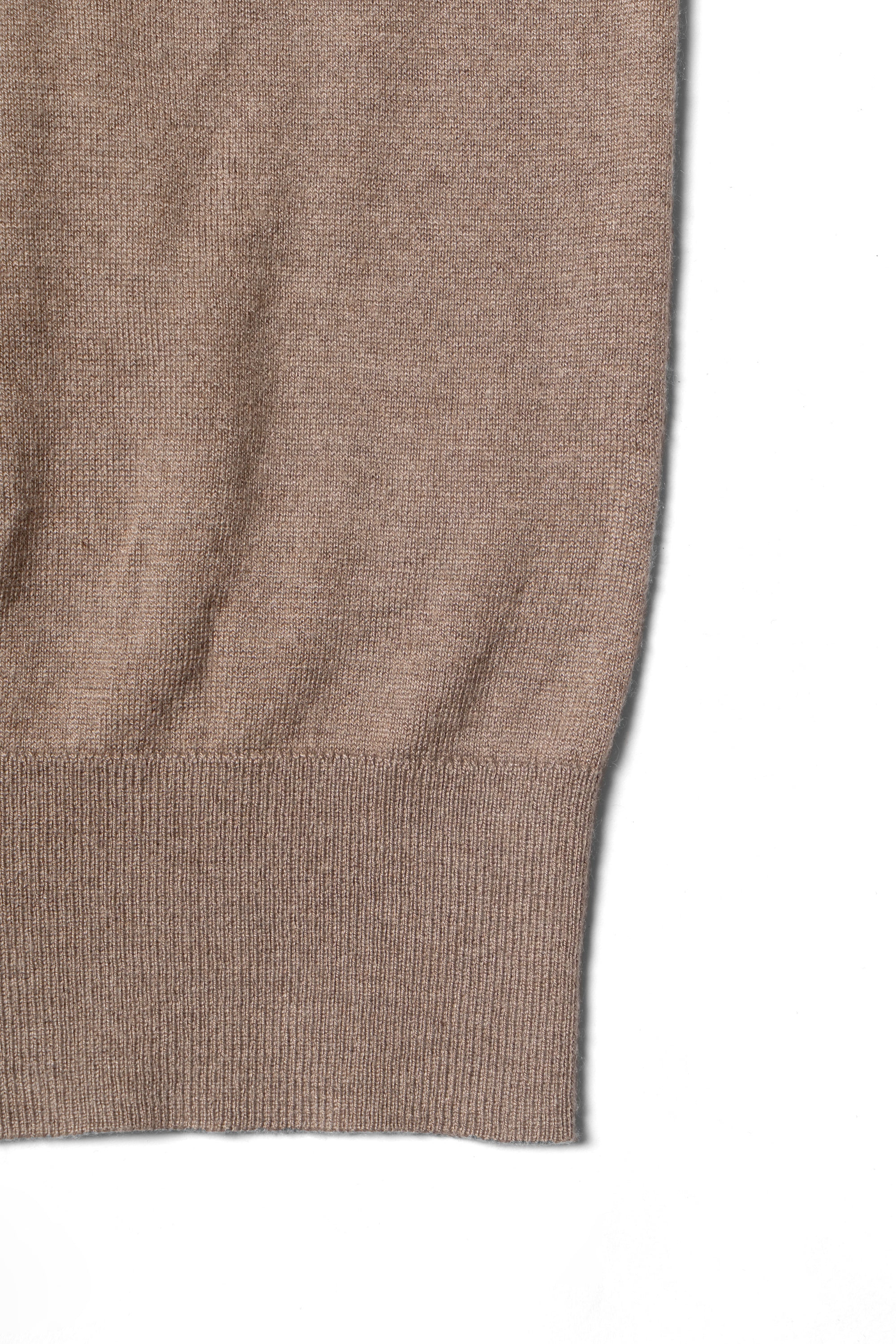 Beige / Brown Silk Cashmere Blending Knitted Crew Neck