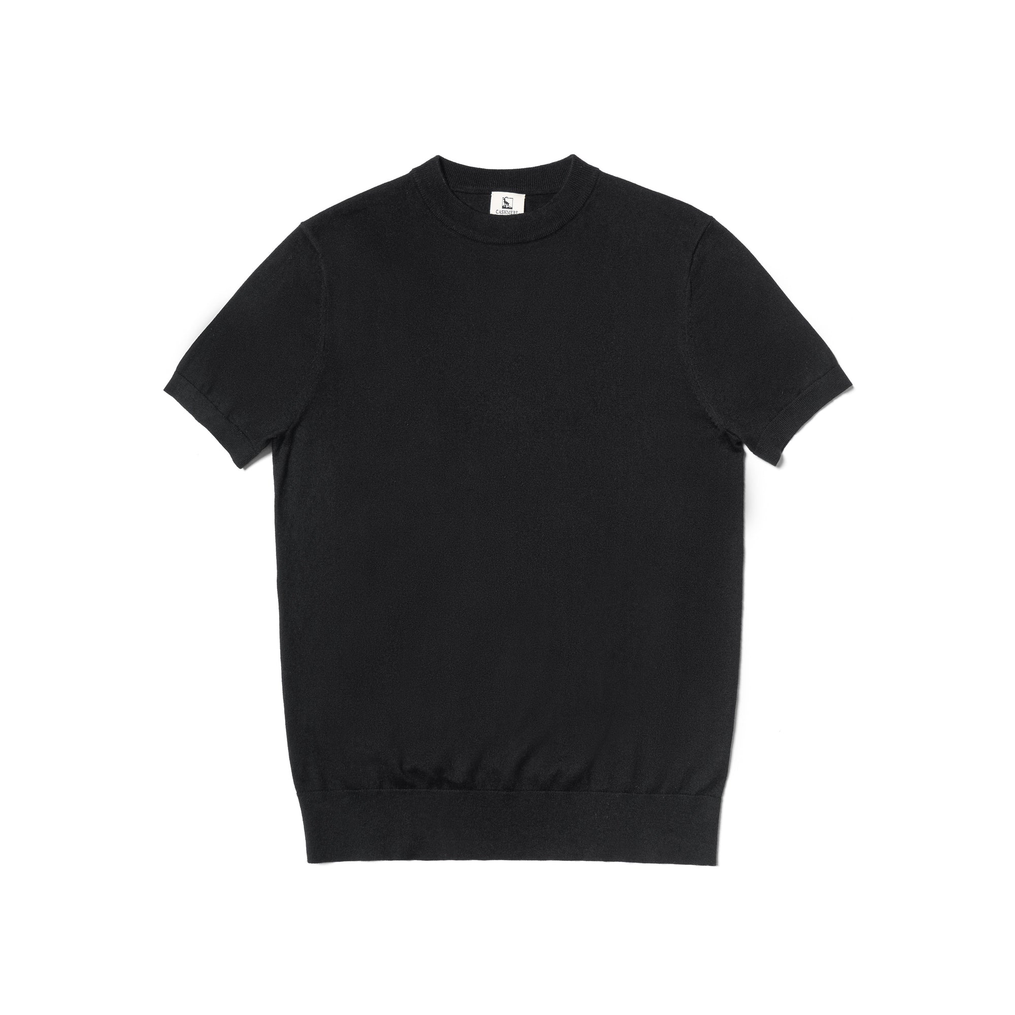 Black / Grey Silk Cashmere Blending Knitted Crew Neck