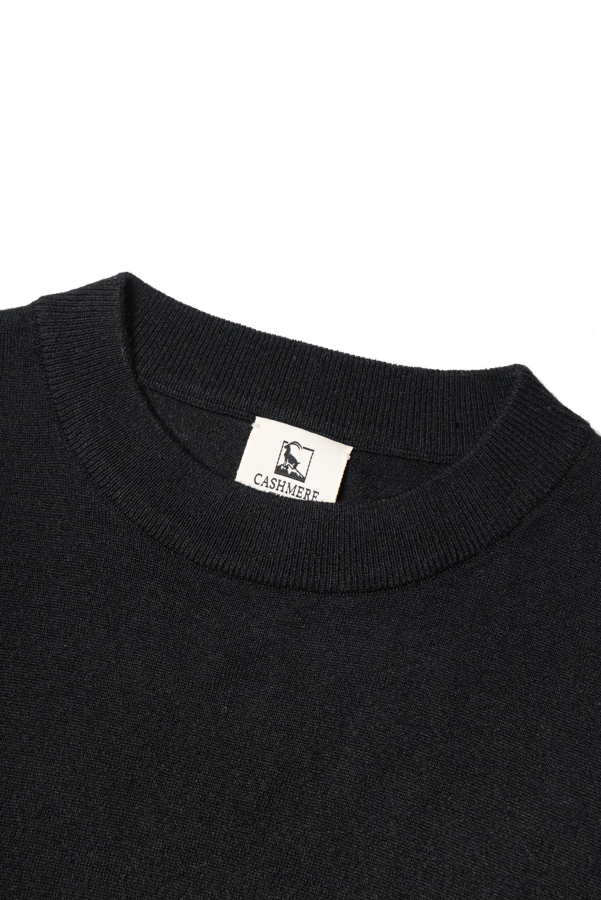 Black / Grey Silk Cashmere Blending Knitted Crew Neck
