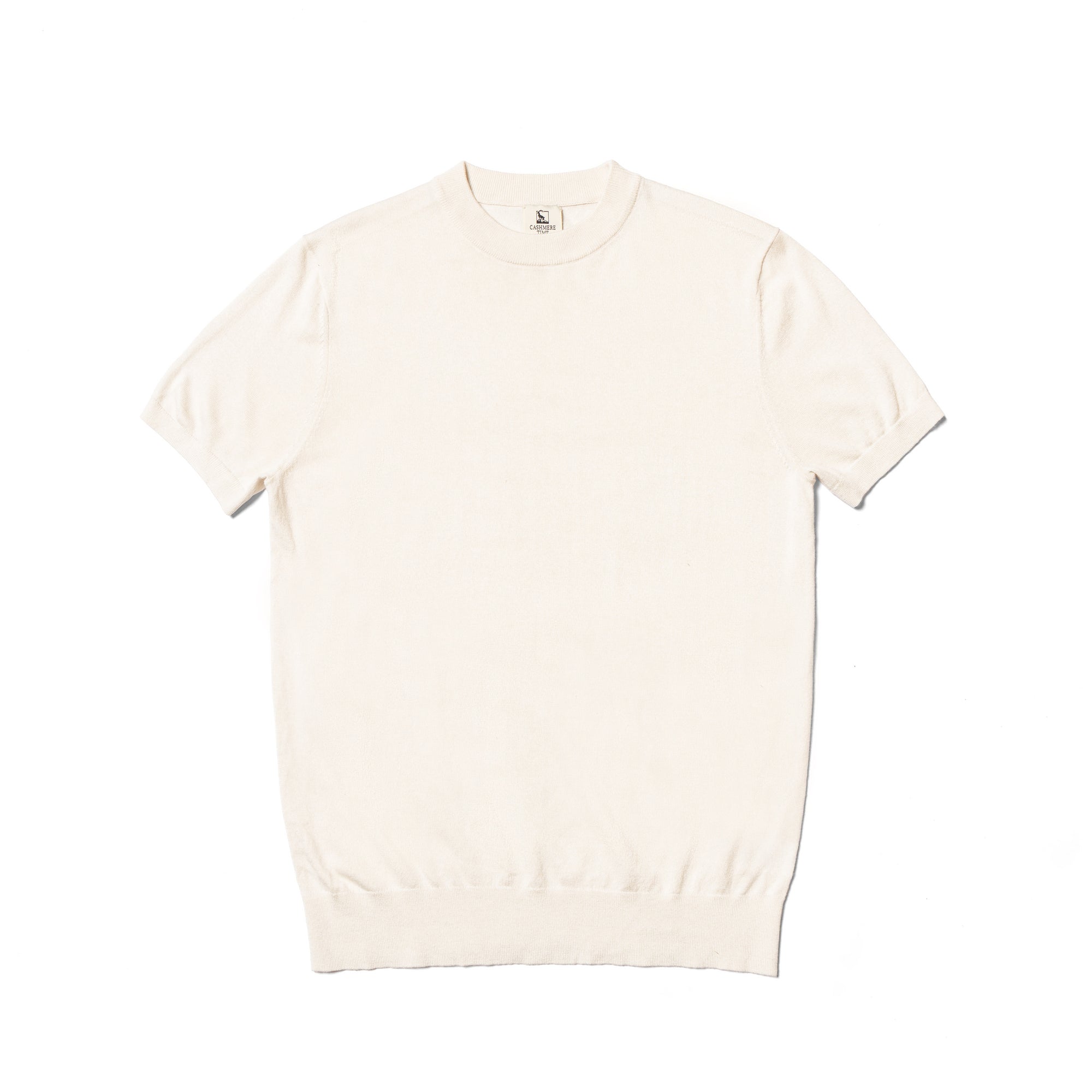 Beige / Brown Silk Cashmere Blending Knitted Crew Neck