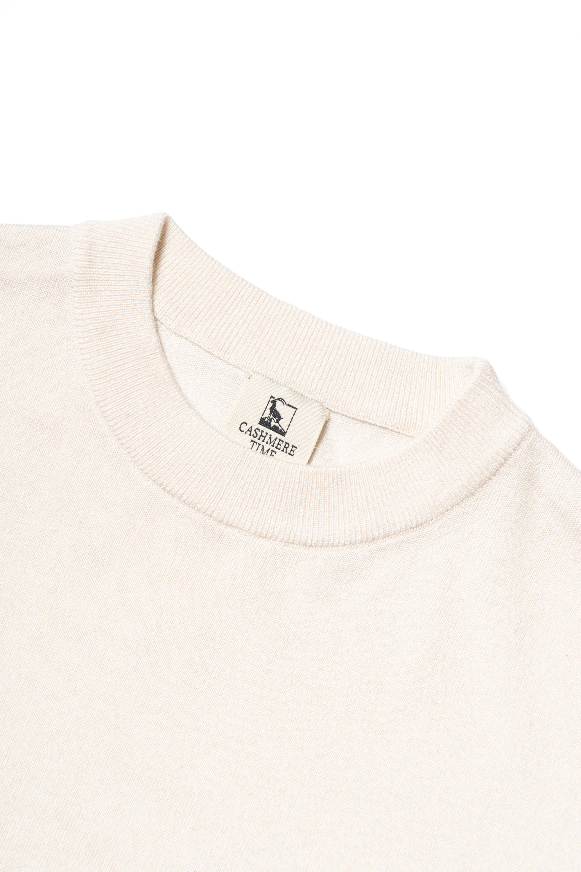 Beige / Brown Silk Cashmere Blending Knitted Crew Neck