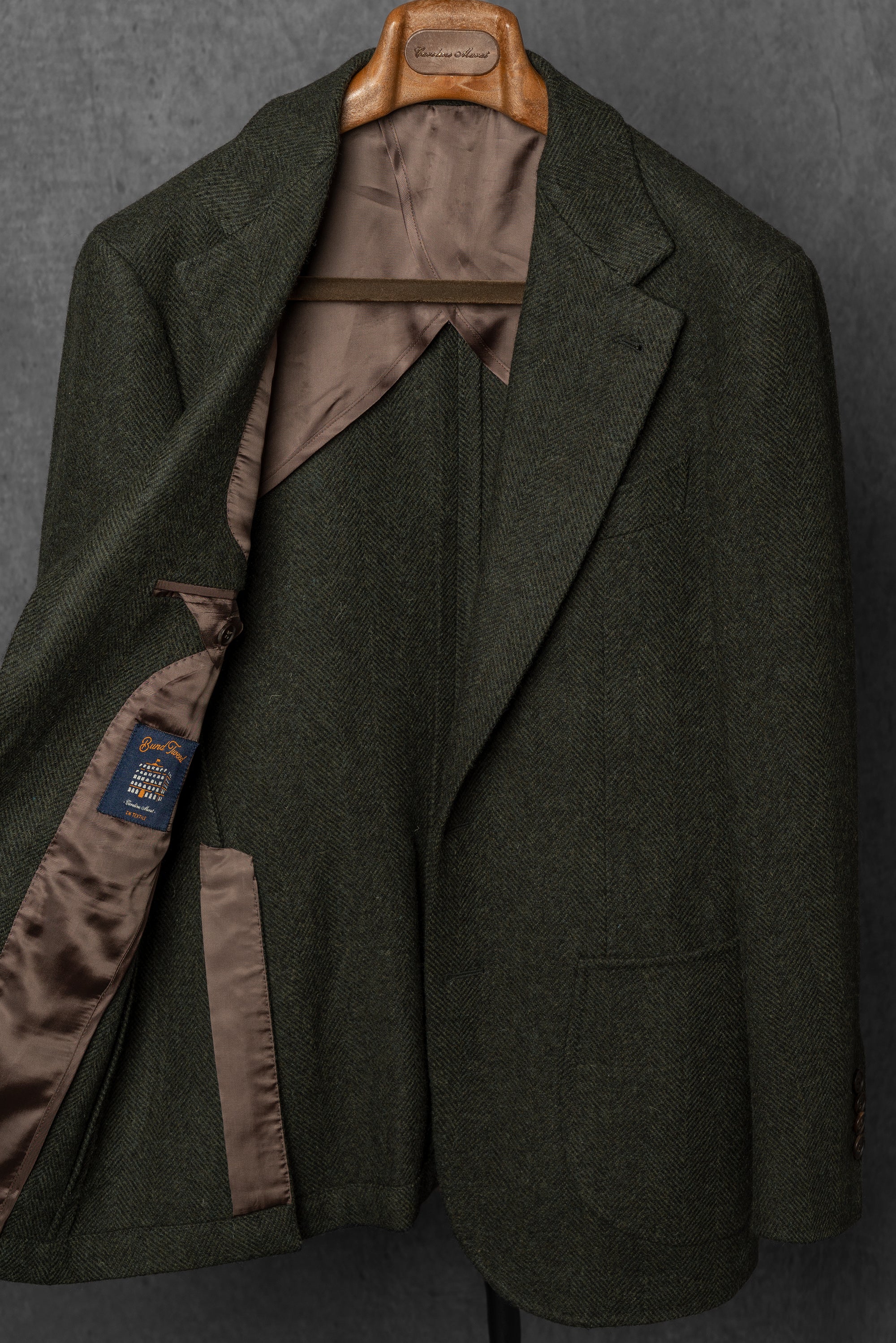 Dark Green Herringbone Tweed Jacket #3