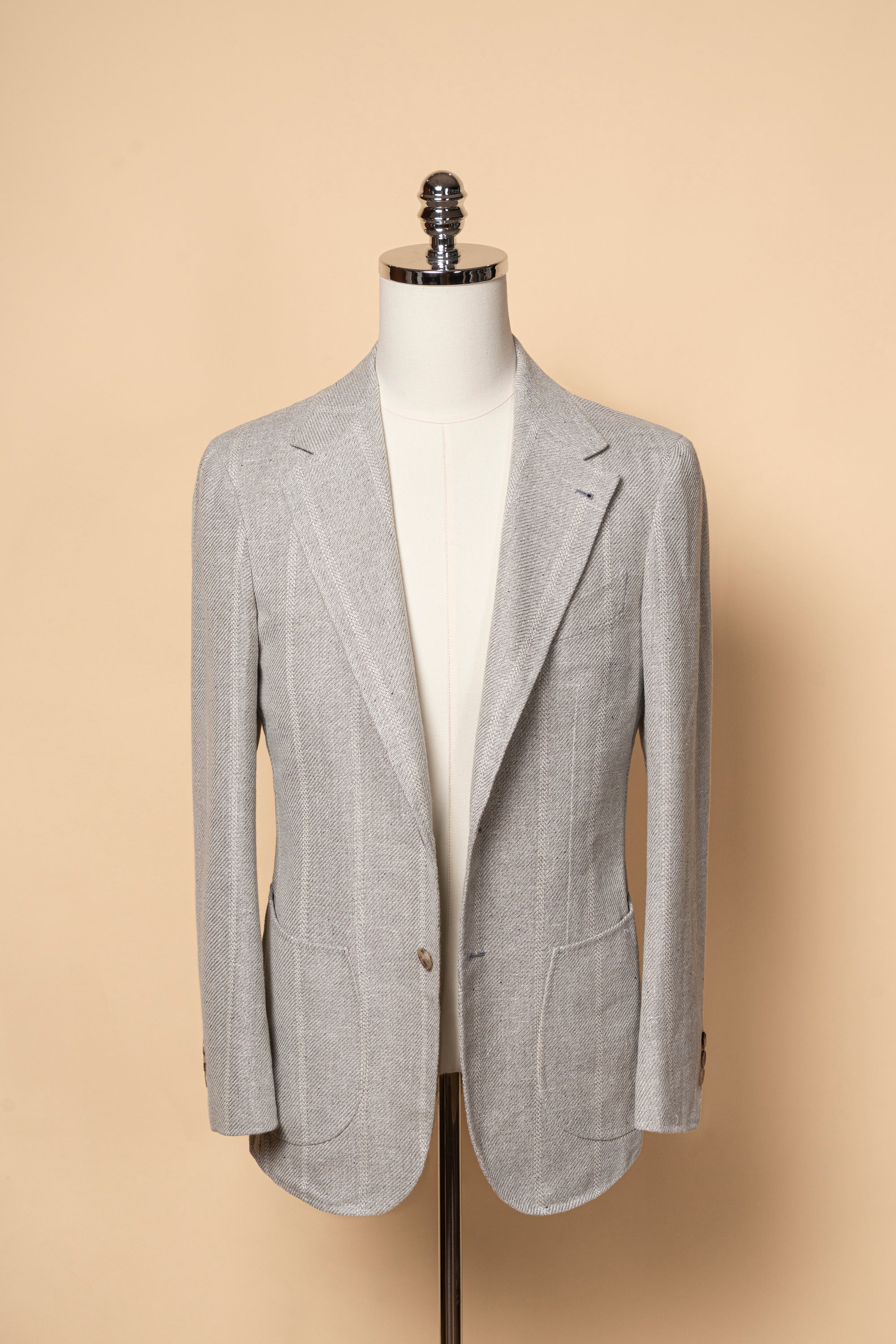 MTO Snow Grey Silk Cotton Linen Wool Jacket #644