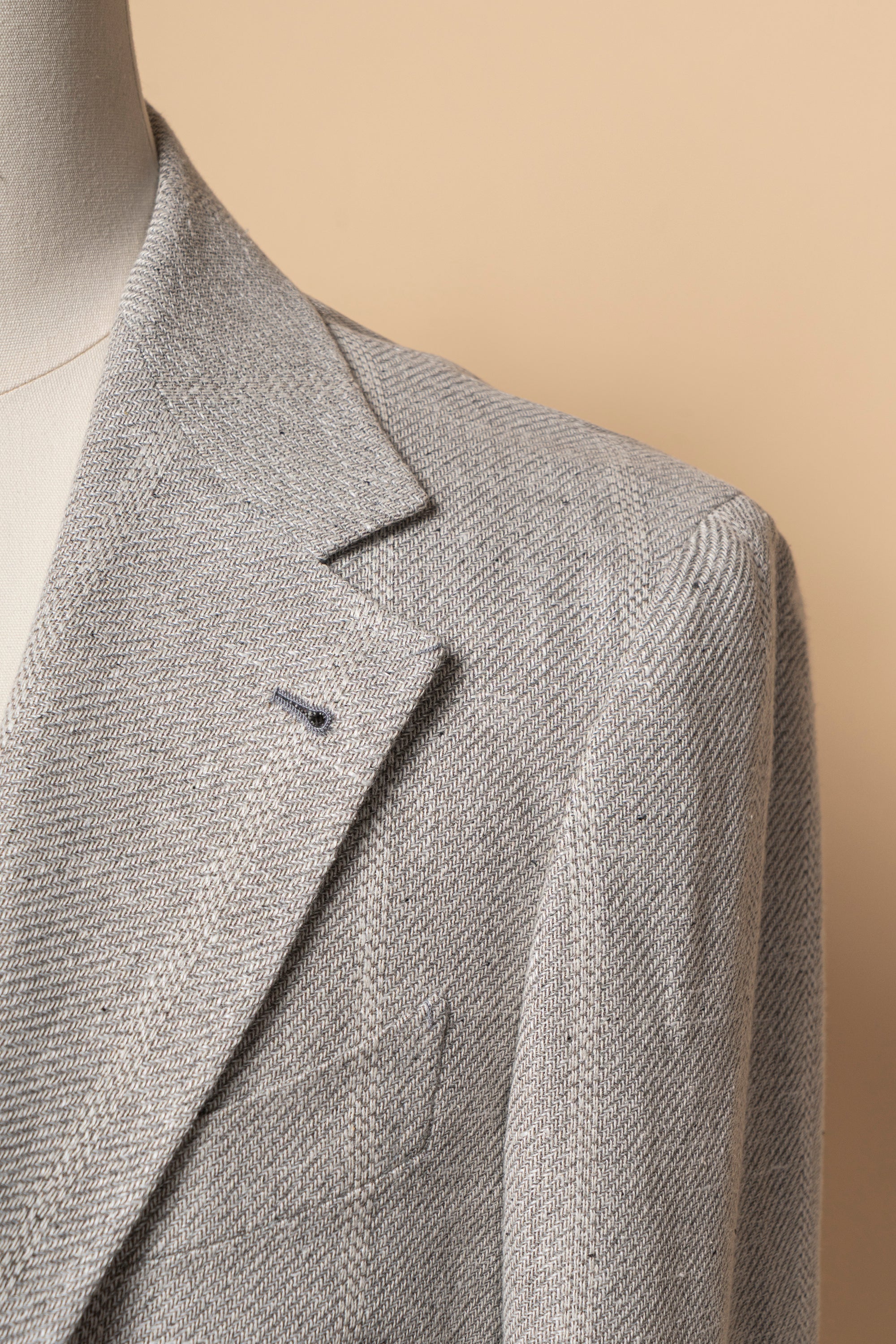 MTO Snow Grey Silk Cotton Linen Wool Jacket #644