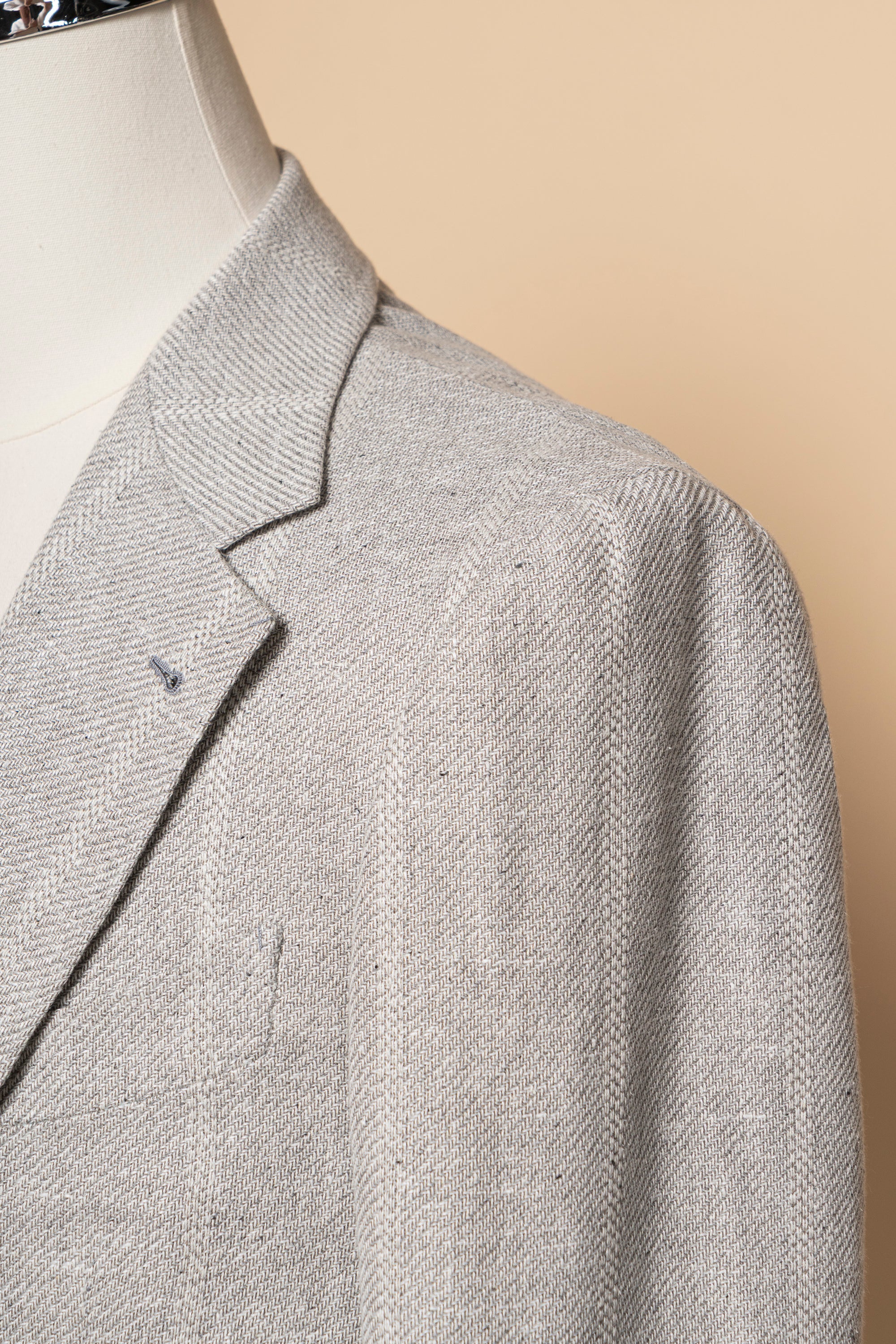 MTO Snow Grey Silk Cotton Linen Wool Jacket #644