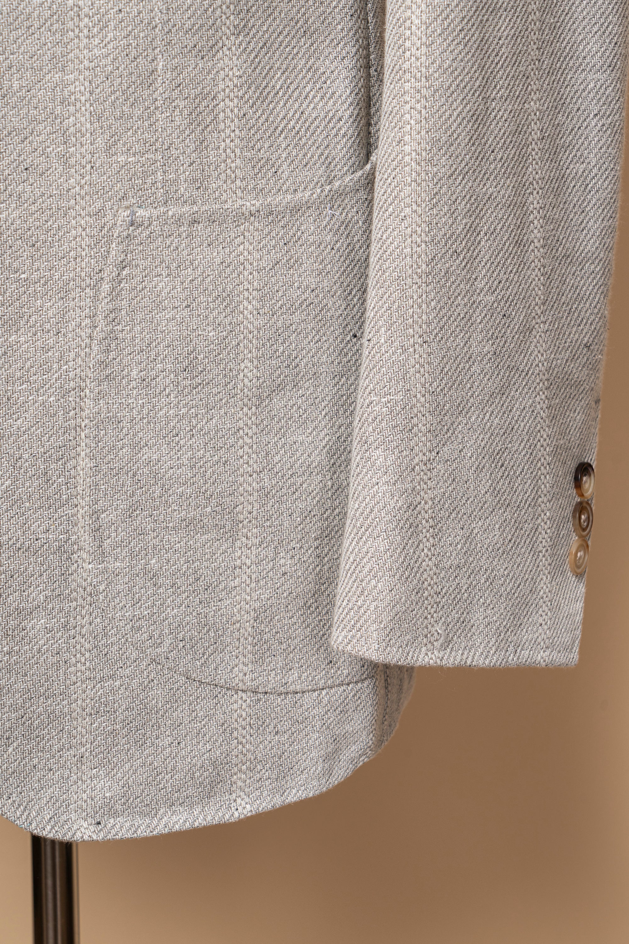MTO Snow Grey Silk Cotton Linen Wool Jacket #644