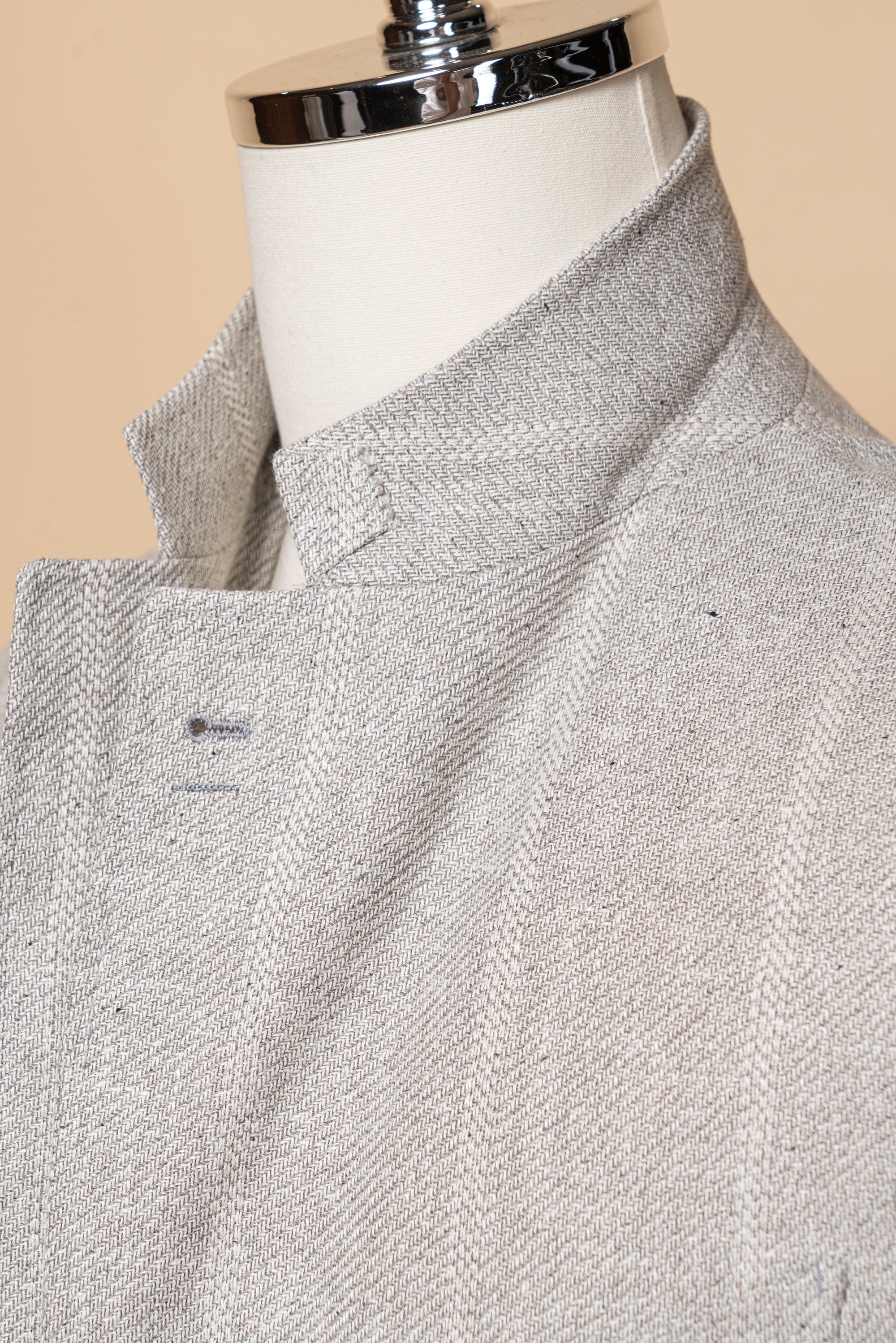 MTO Snow Grey Silk Cotton Linen Wool Jacket #644