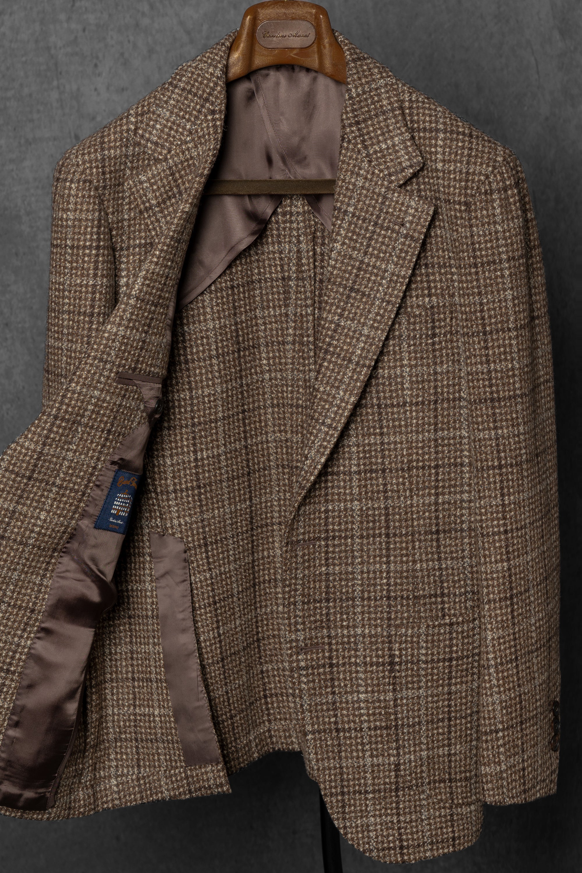 Light Brown Melange Windowpane Tweed Jacket #4