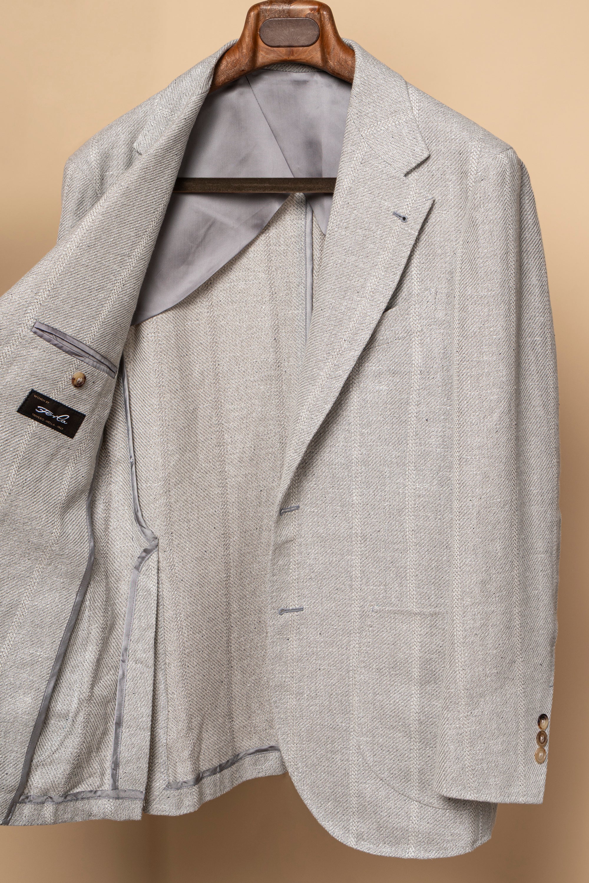 MTO Snow Grey Silk Cotton Linen Wool Jacket #644