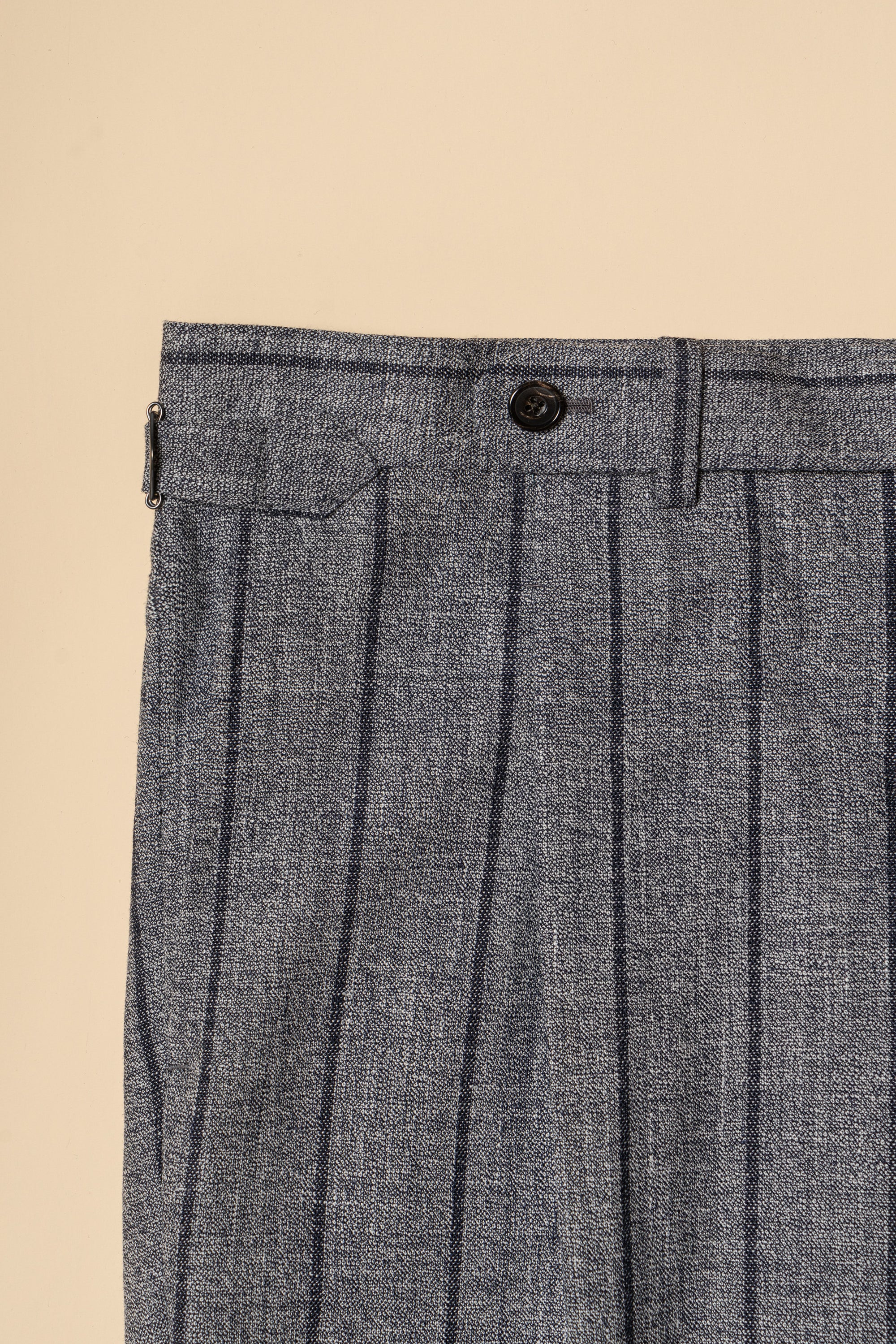 MTO Snow Grey Stripe Wool Linen Suit