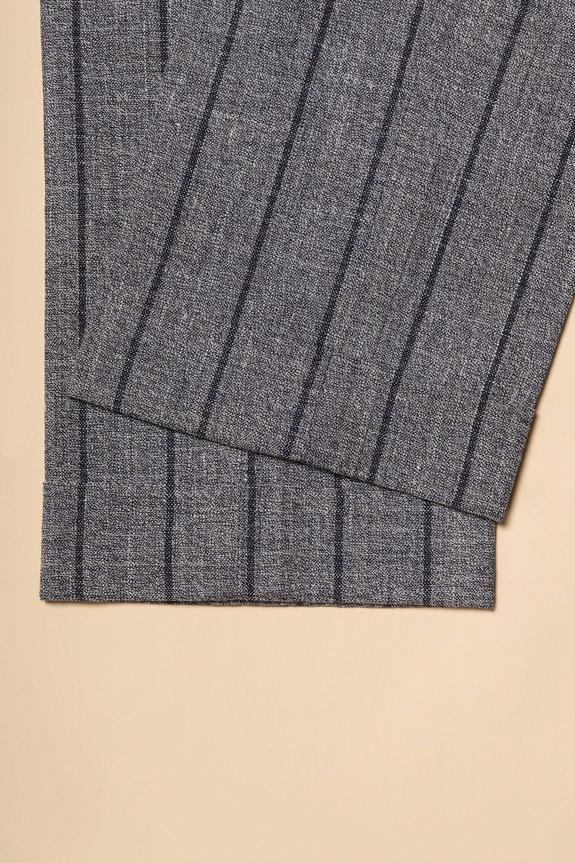 MTO Snow Grey Stripe Wool Linen Suit