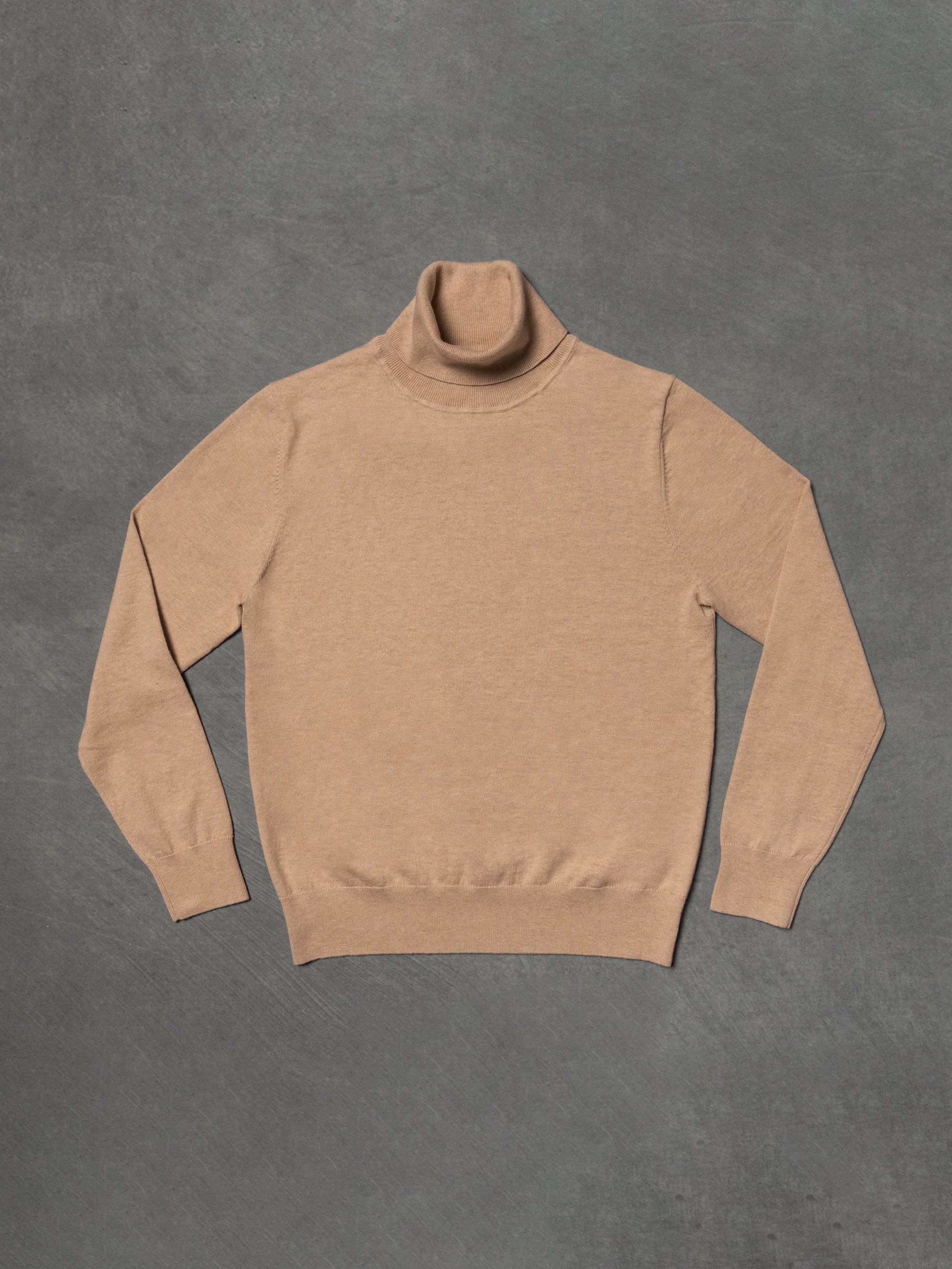 Light Camel Roll Neck Jumper