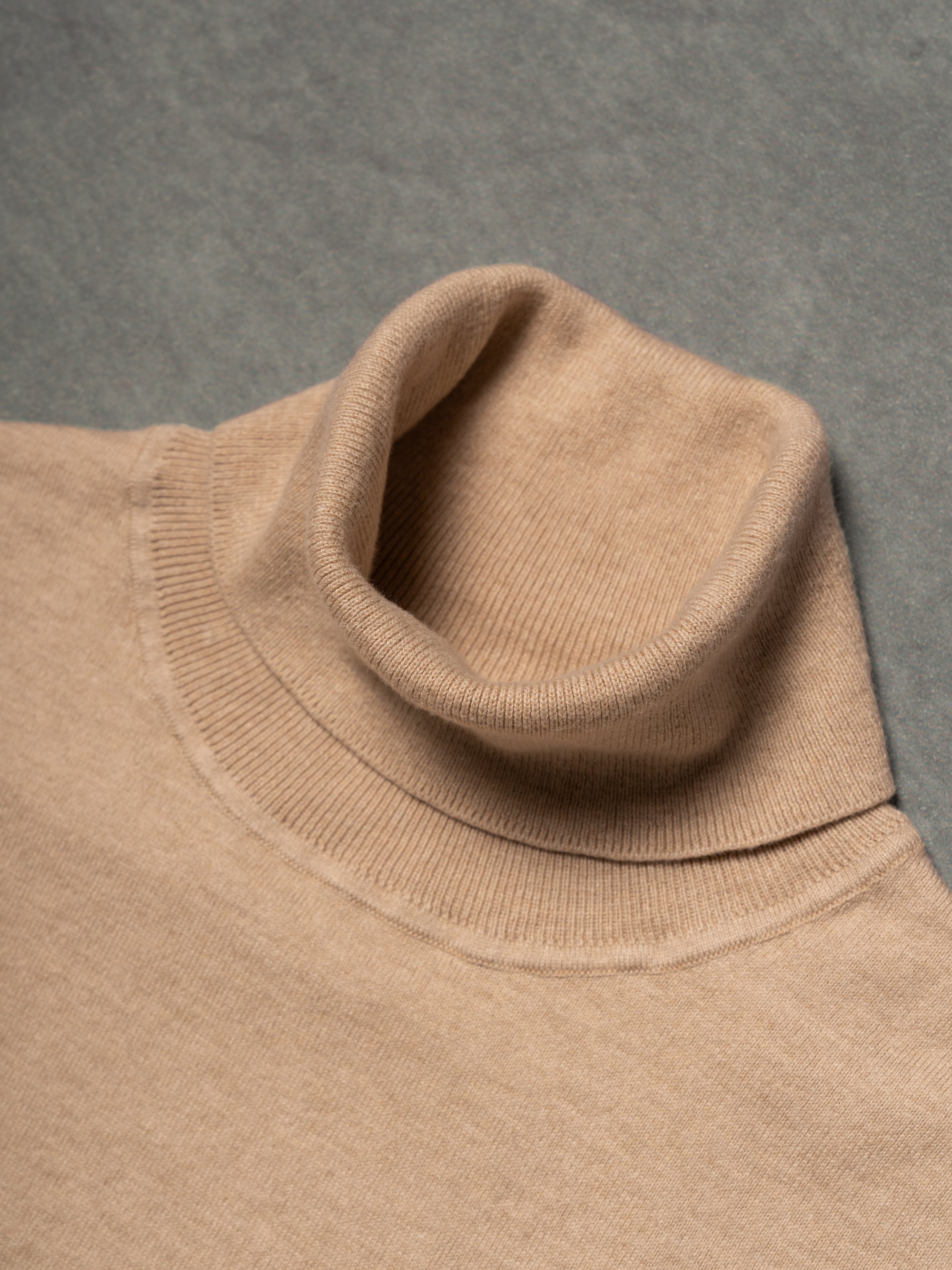 Light Camel Roll Neck Jumper