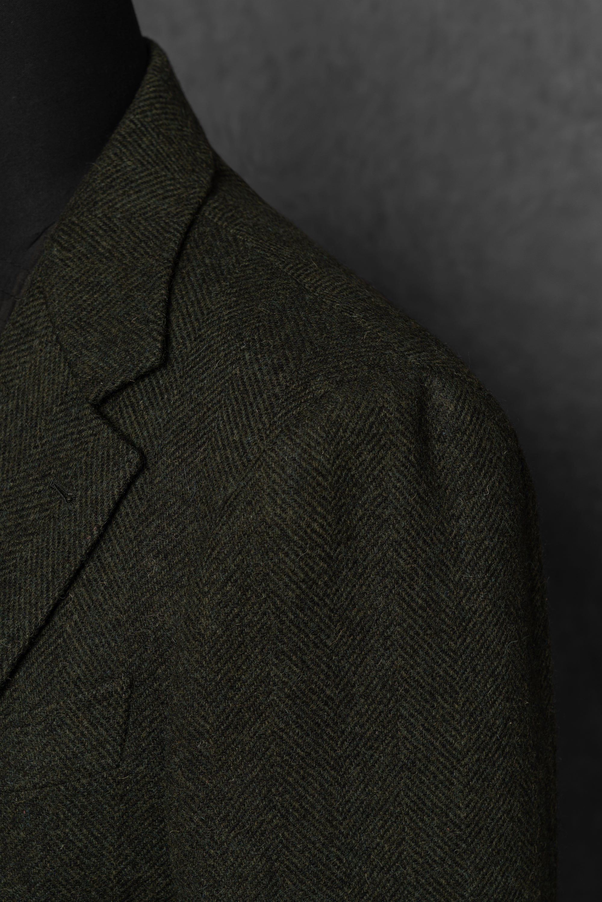Dark Green Herringbone Tweed Jacket #3