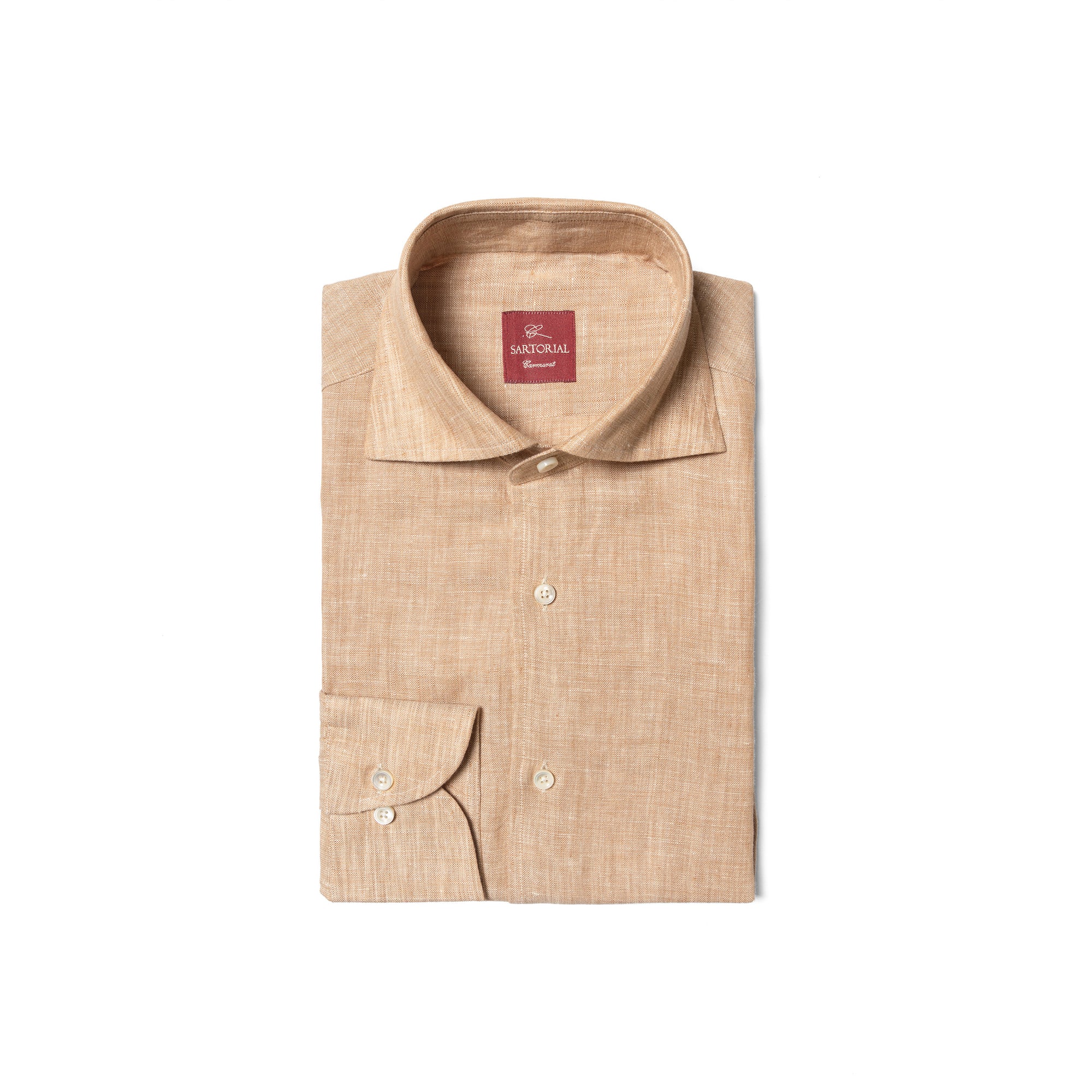 Natural / Tangerine Linen Shirt #XS11 #XS16