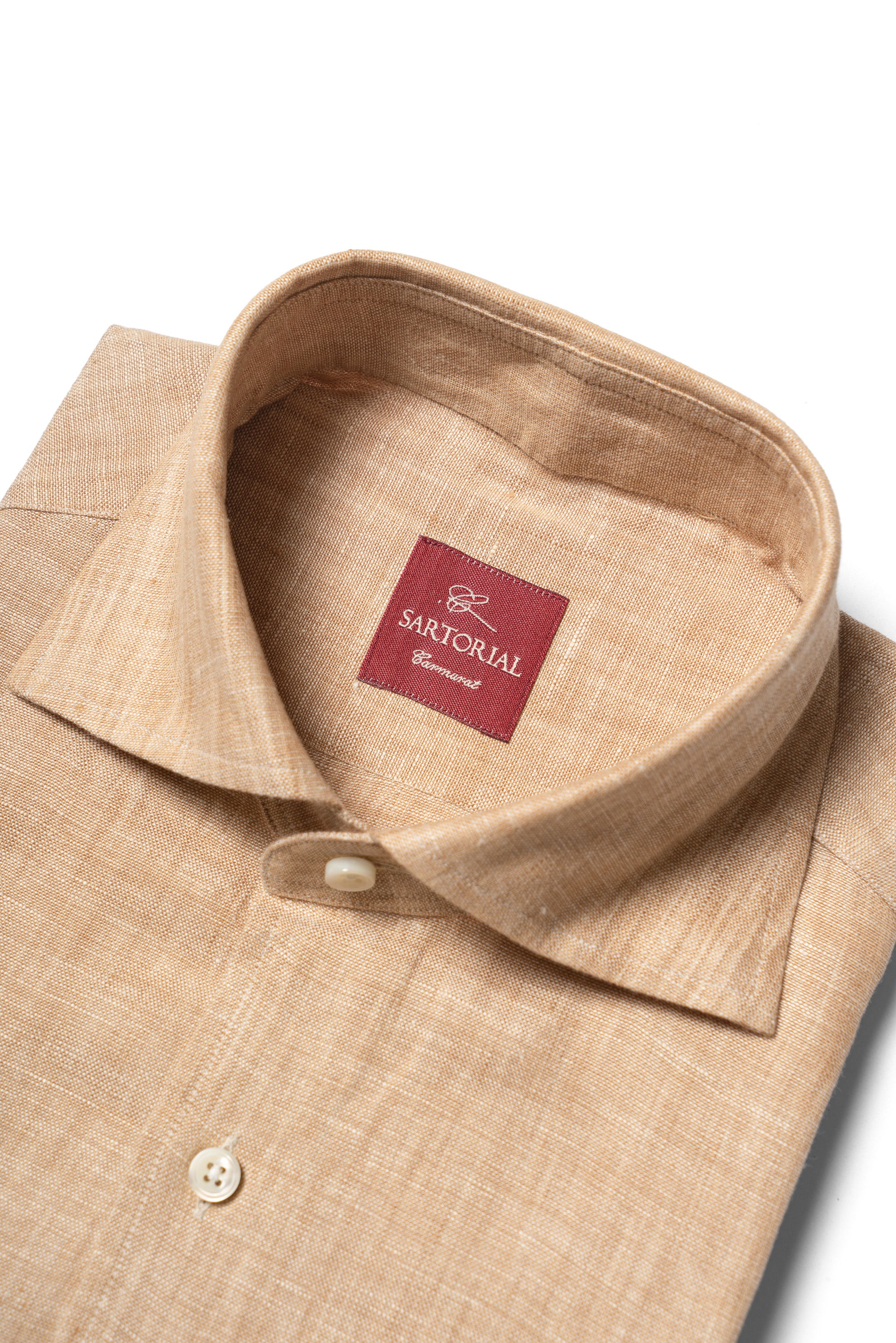 Natural / Tangerine Linen Shirt #XS11 #XS16