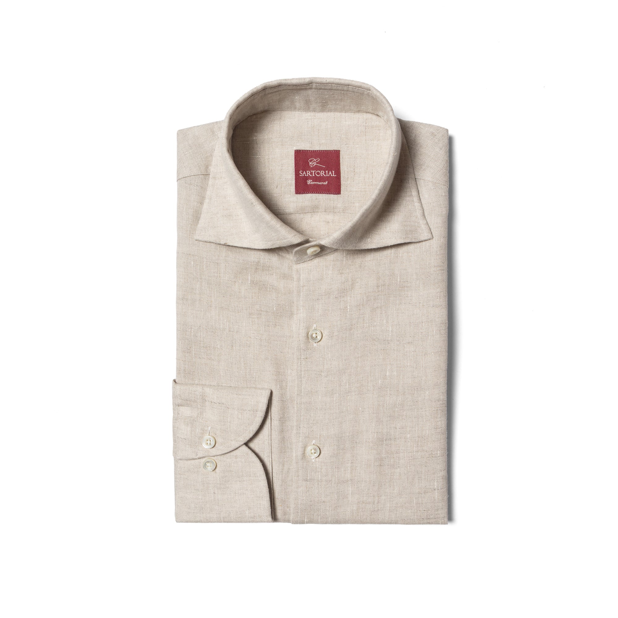 Natural / Tangerine Linen Shirt #XS11 #XS16