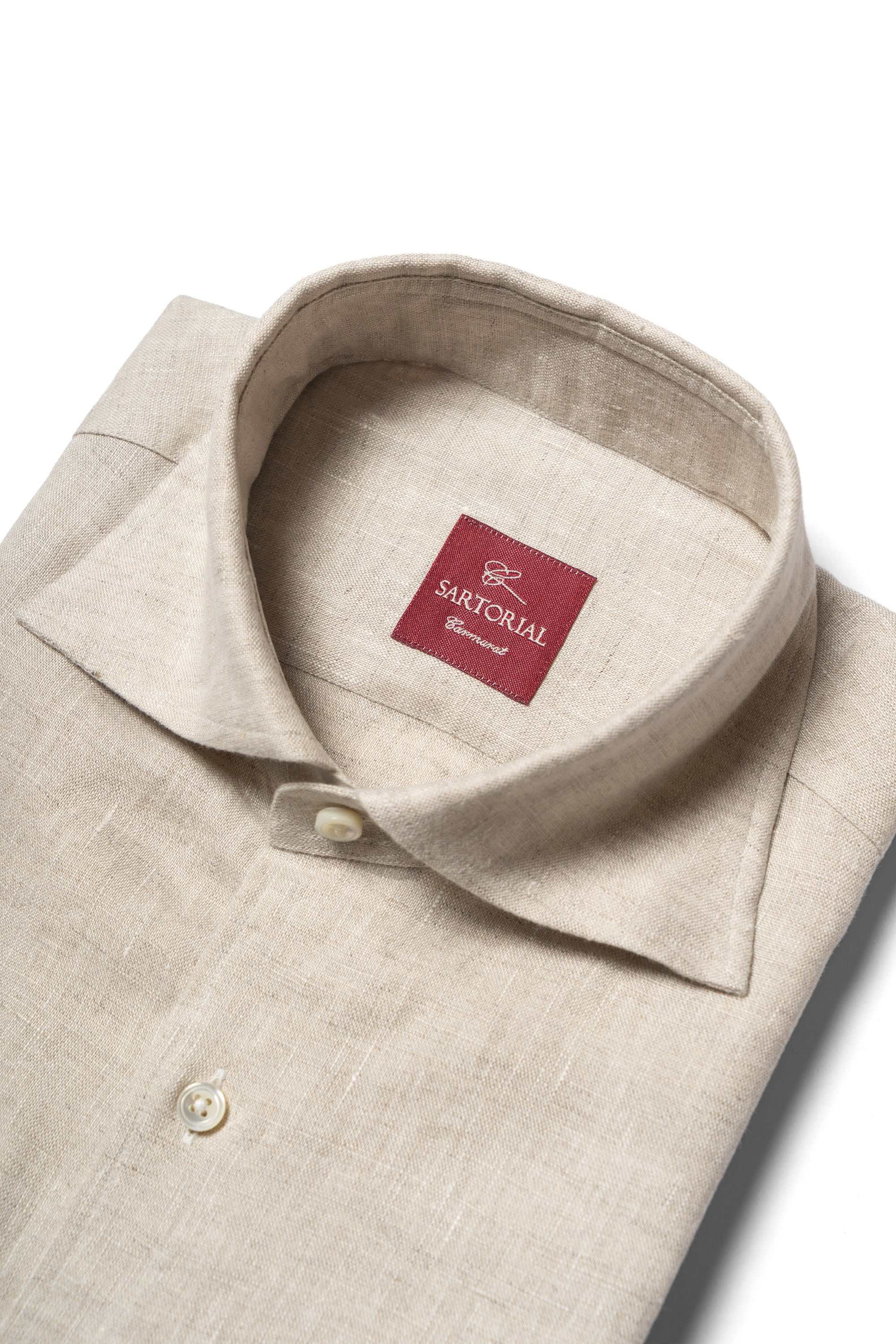 Natural / Tangerine Linen Shirt #XS11 #XS16