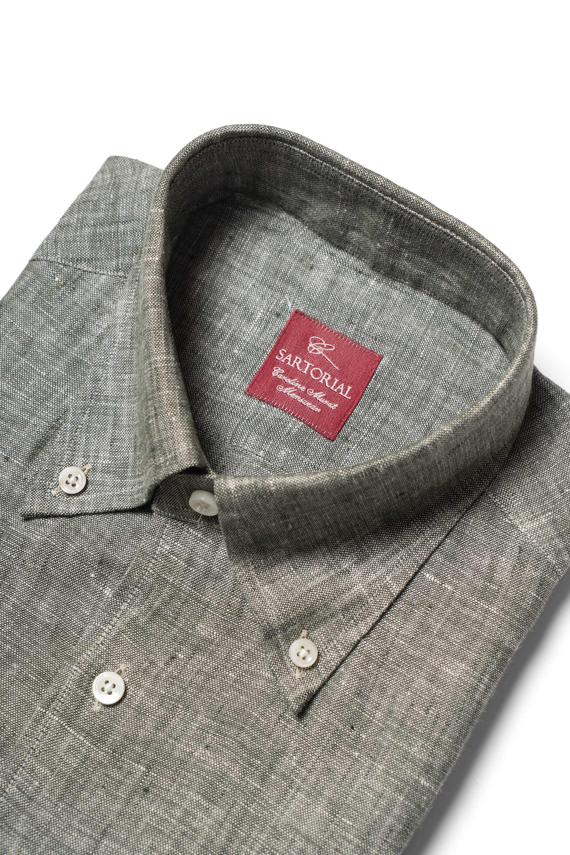 Pale Grey / Green Linen Shirt #XS10 #XS13