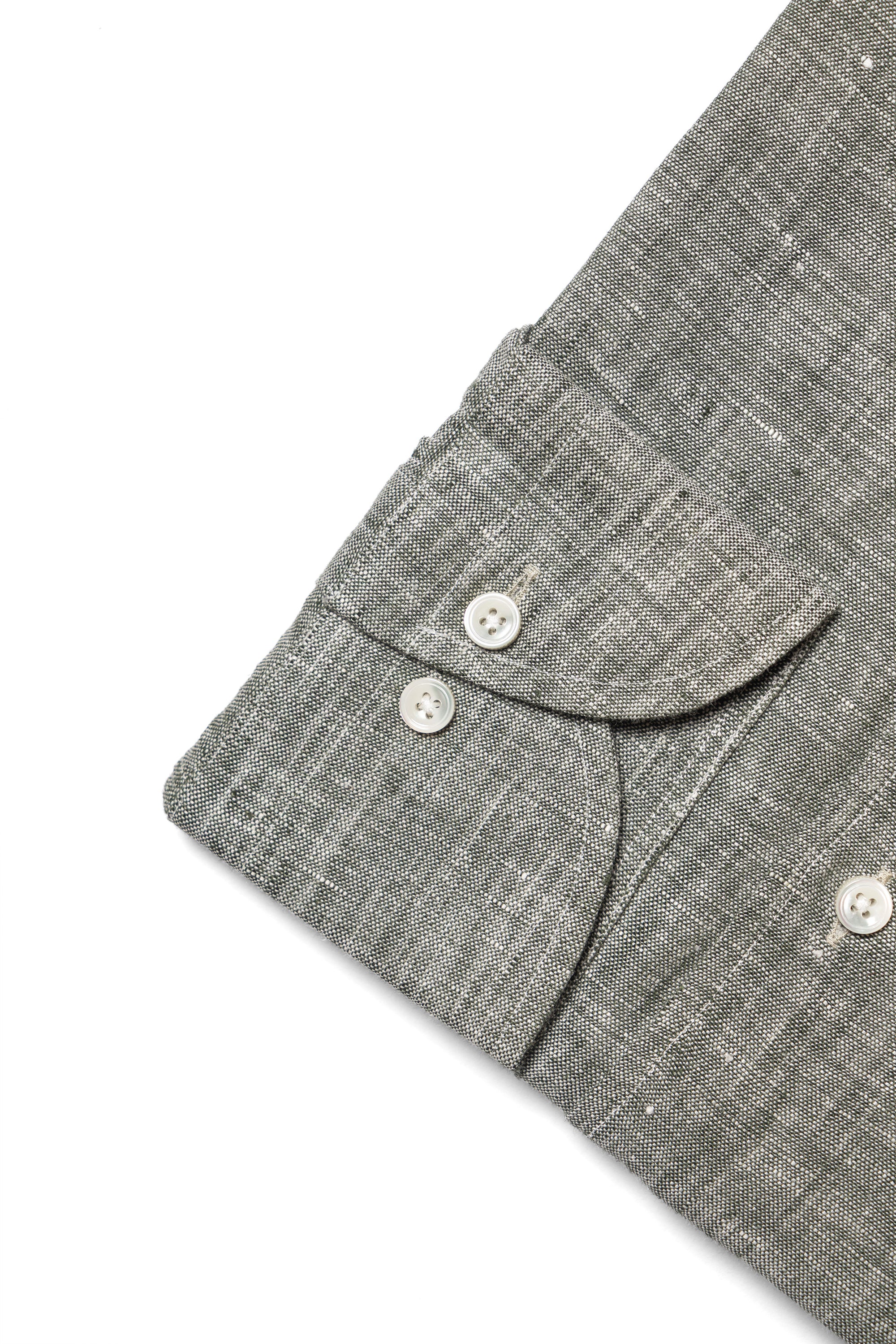 Pale Grey / Green Linen Shirt #XS10 #XS13