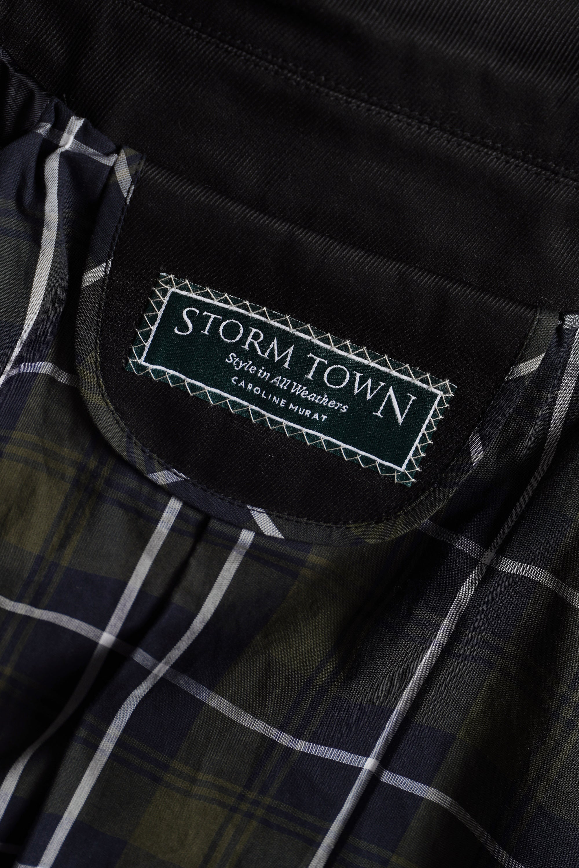Black Cotton Whipcord Balmacaan Raincoat