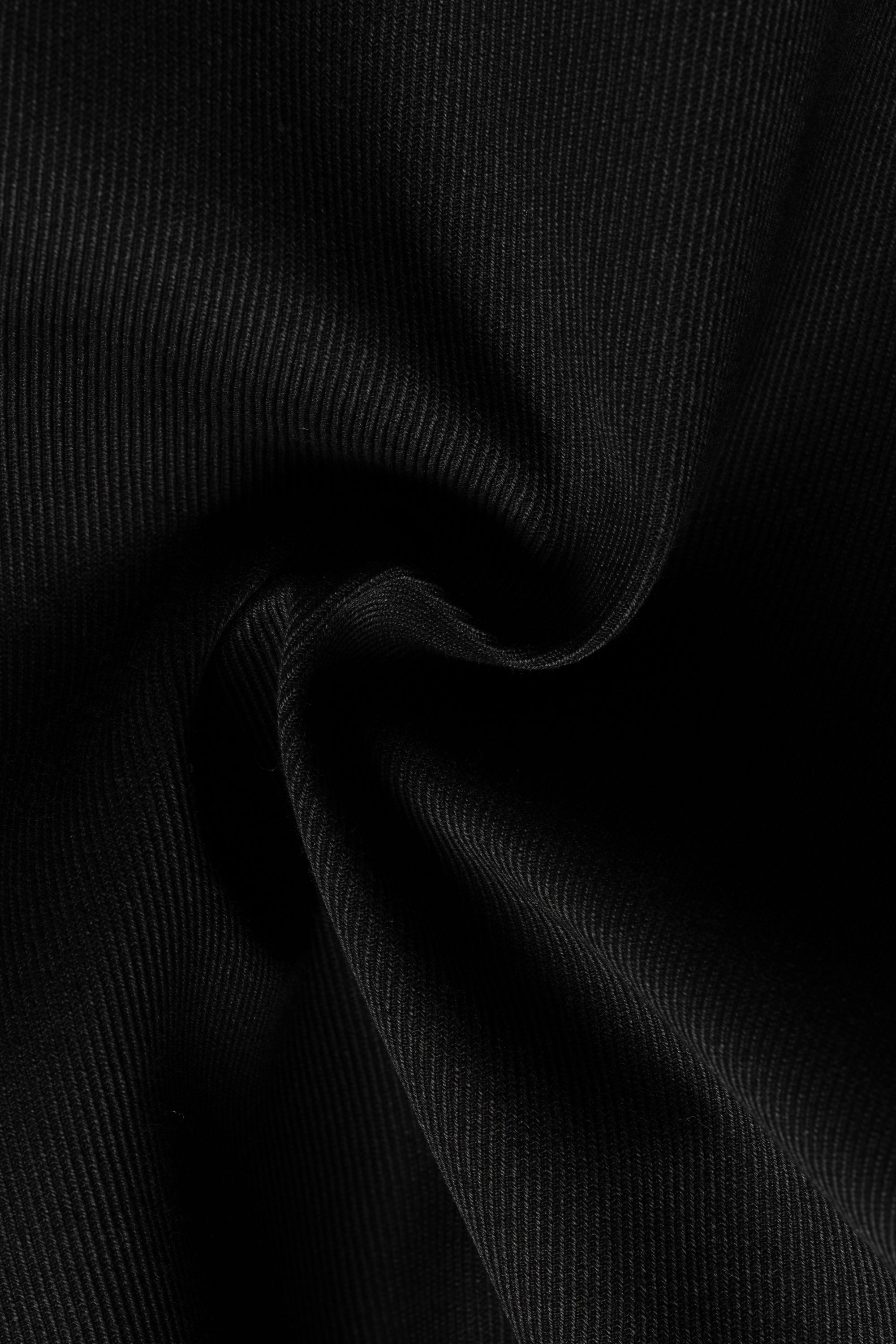 Black Cotton Whipcord Balmacaan Raincoat