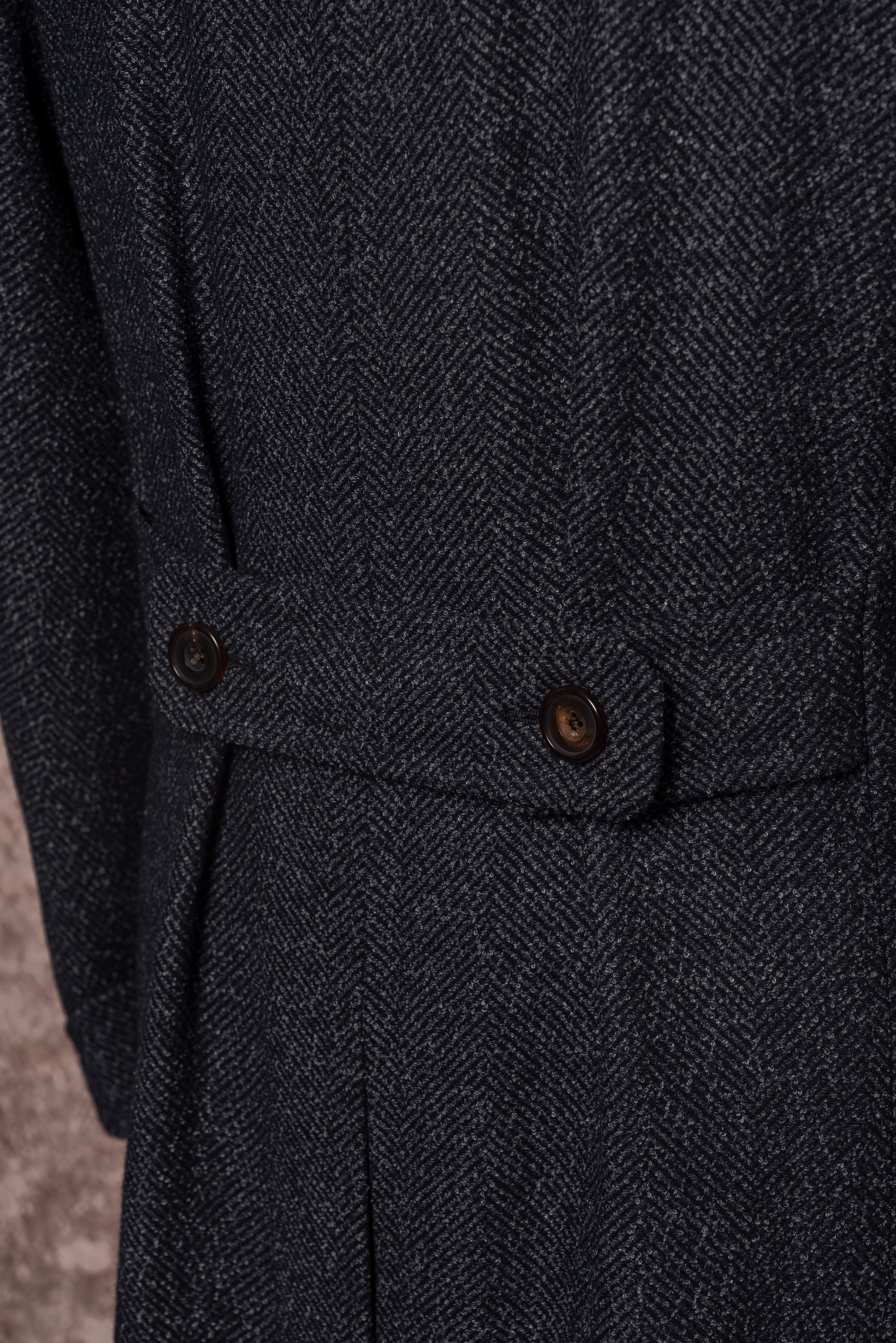 Navy Wool Blending Polo Coat