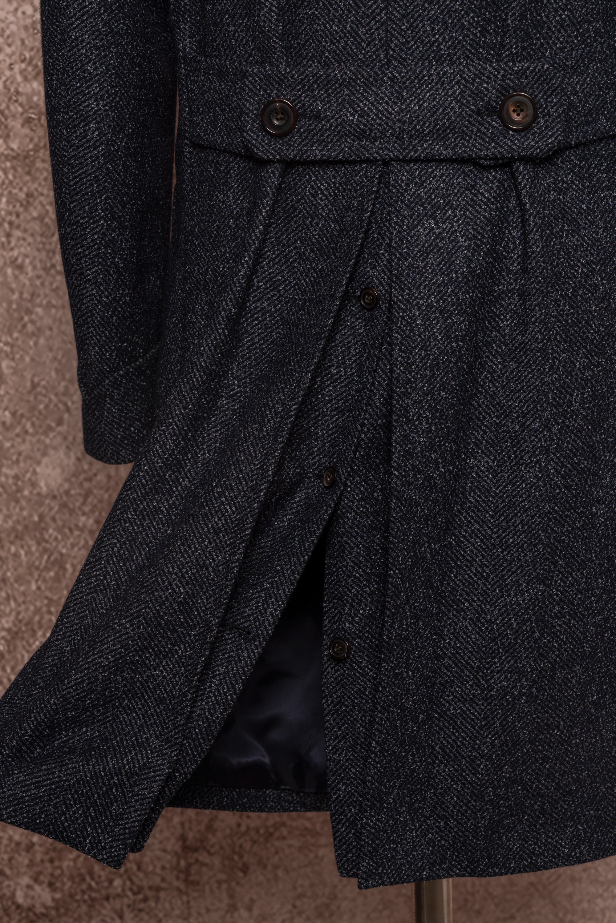 Navy Wool Blending Polo Coat
