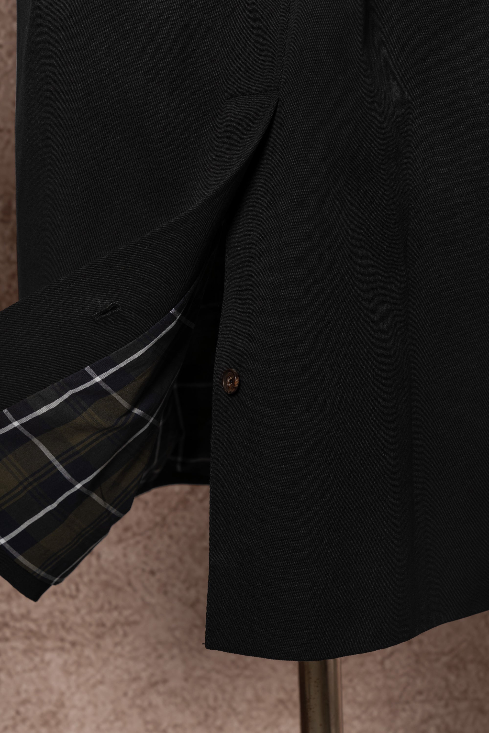 Black Cotton Whipcord Balmacaan Raincoat