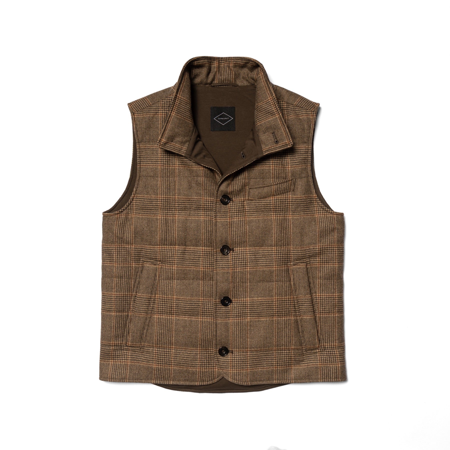 MTO Brown Glen Check Wool Cashmere Gilet #1031