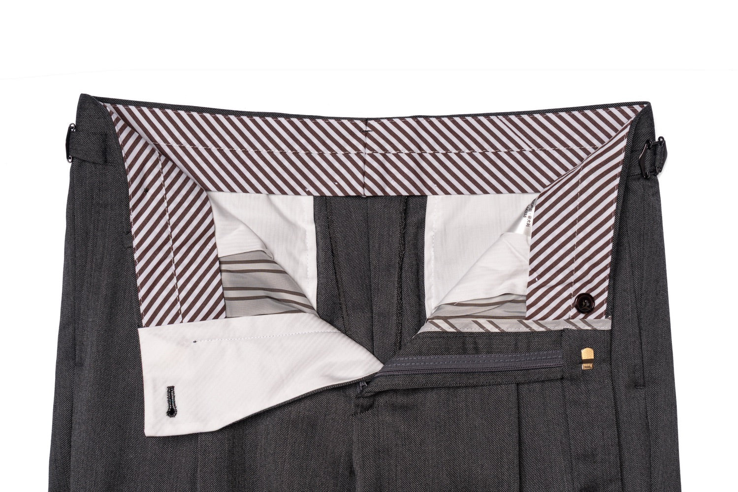 MTO Dark Grey Herringbone 17 Micron 130s Suit #1024