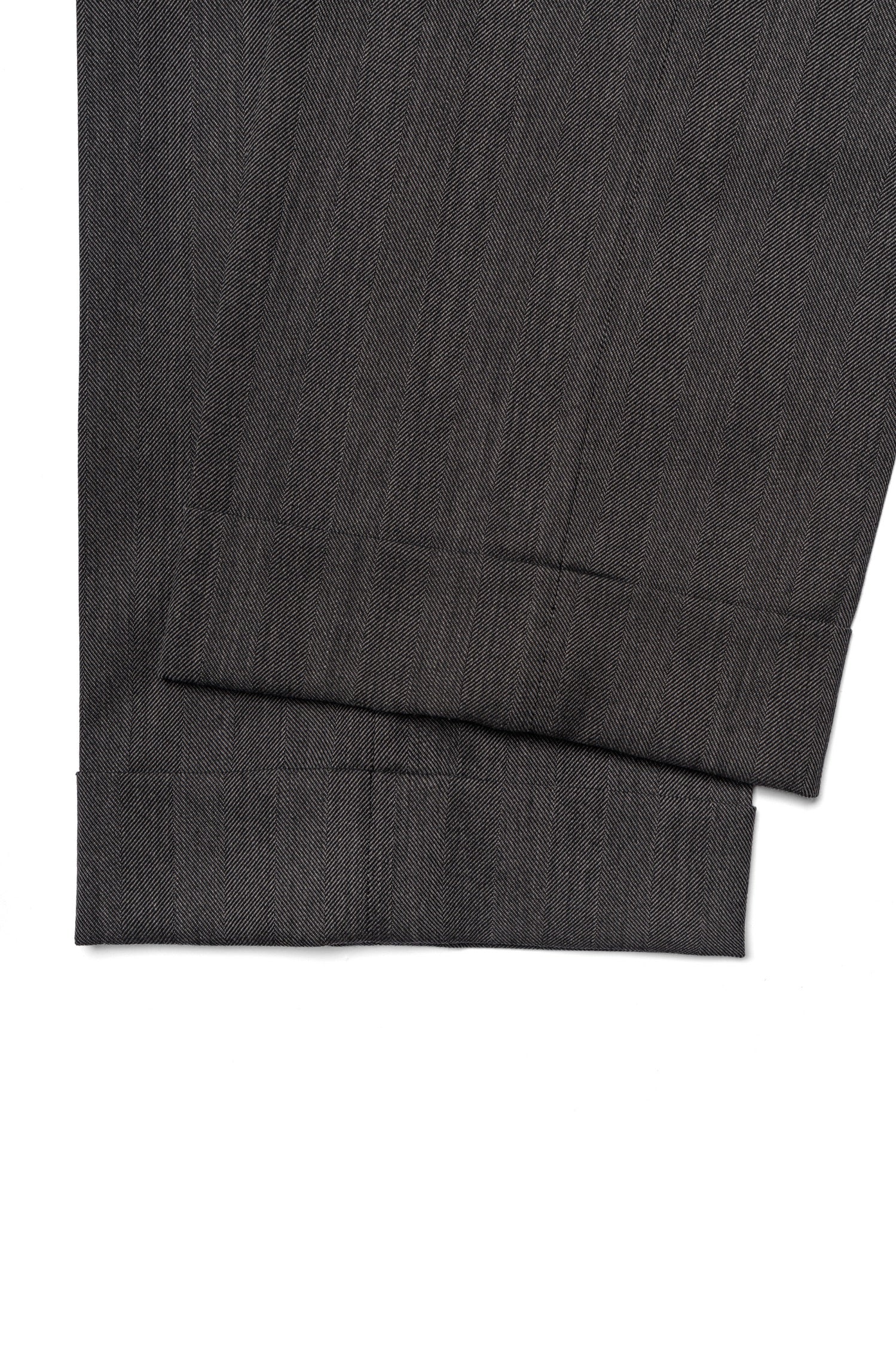 MTO Dark Grey Herringbone 17 Micron 130s Suit #1024