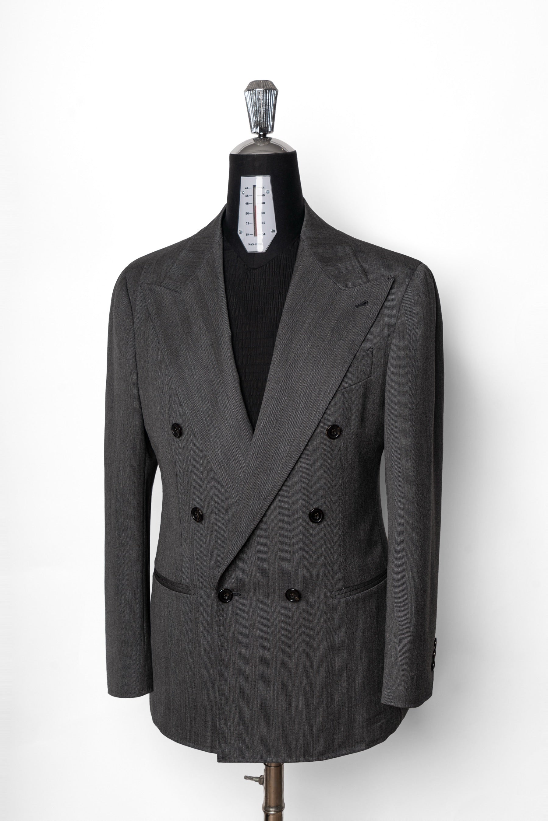 MTO Dark Grey Herringbone 17 Micron 130s Suit #1024